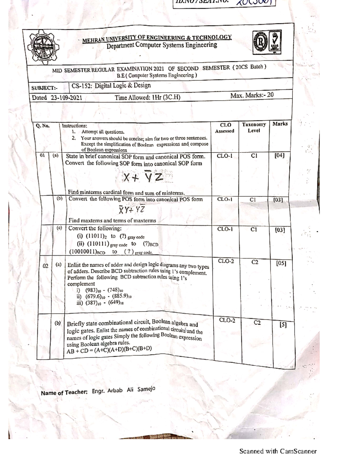 Dld - Dld - MEHRAN UNIVERSITY OF ENGINEERING TECHNOLOGY Department ...