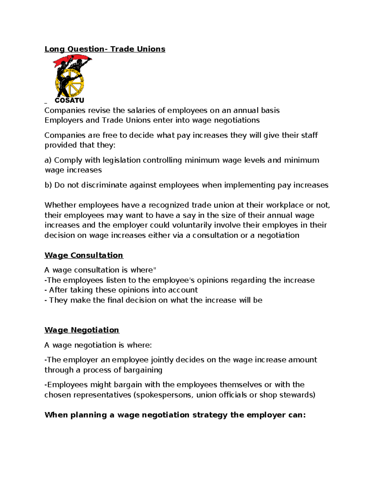 Companies revise the salaries if eac - Long Question- Trade Unions ...