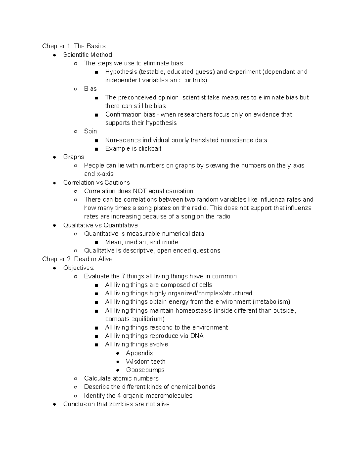 Zombie biology notes - Hopefully this helps - Chapter 1: The Basics ...