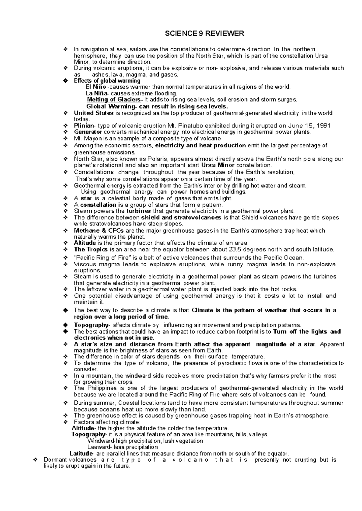 Science 9 Reviewer - SCIENCE 9 REVIEWER In navigation at sea, sailors ...