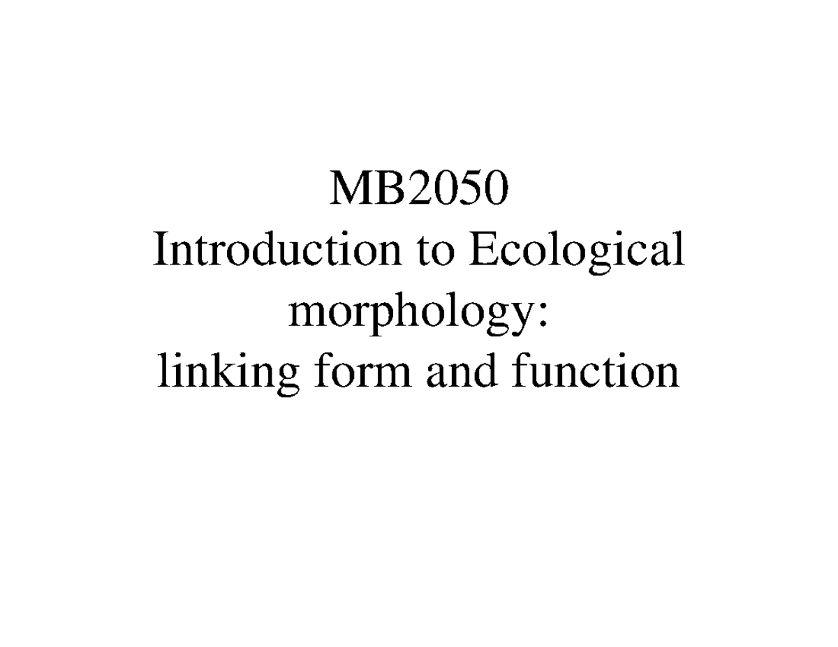 Fish Ecomorphology - MARS2014 - MB Introduction to Ecological ...