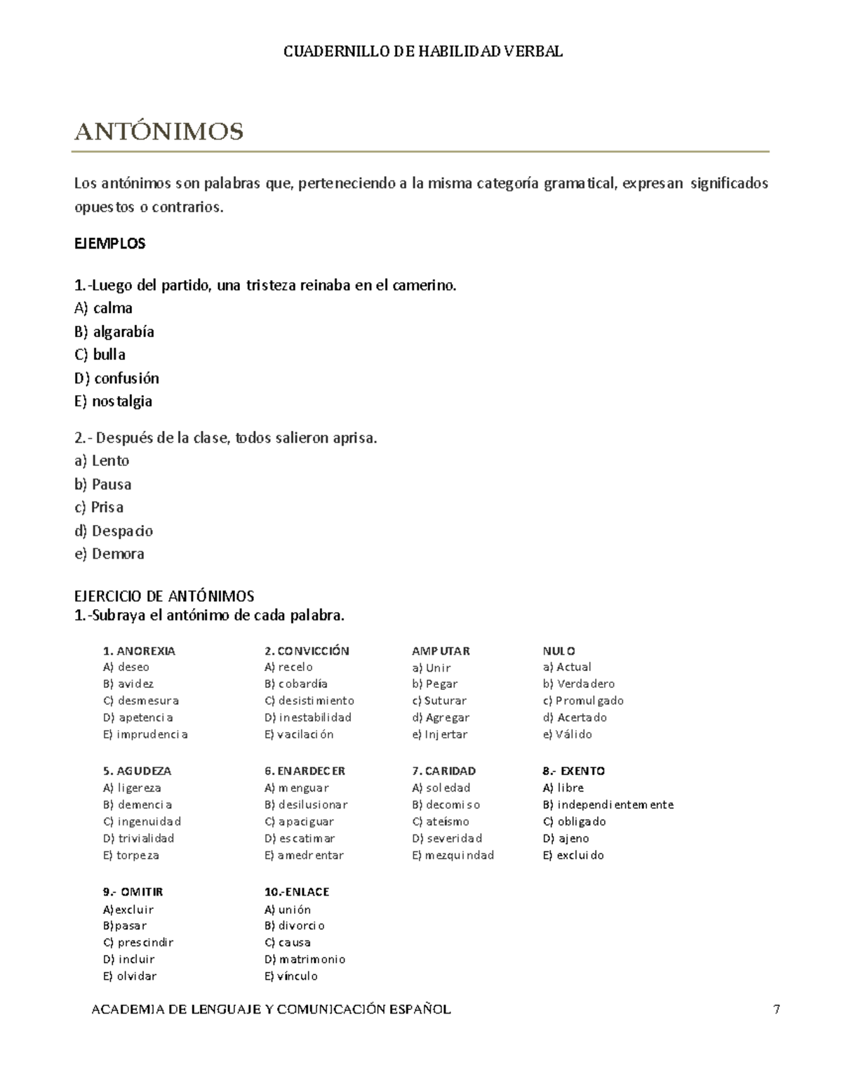 Habilidad Verbal Planea 2016 7 9 Cuadernillo De Habilidad Verbal