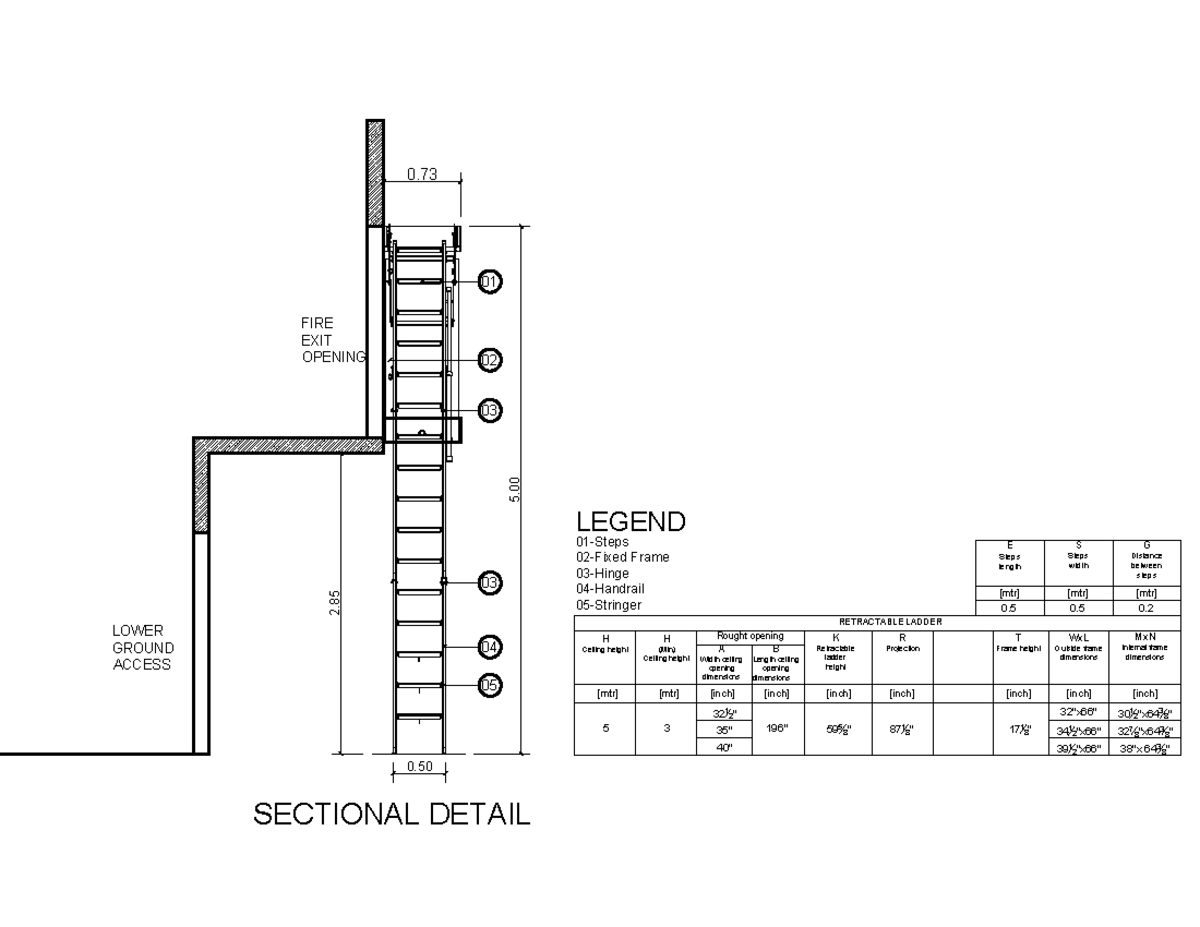 Ladder - 05-Stringer04-Handrail03-Hinge 02-Fixed Frame01-Steps 0. 0. 0 ...