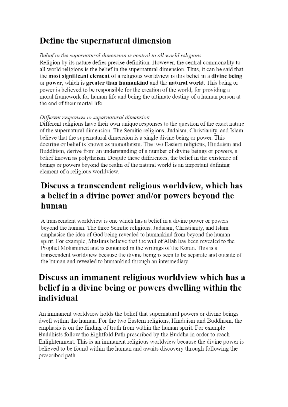 STudies OF religeon Prelim notes - RLST3601 - Studocu