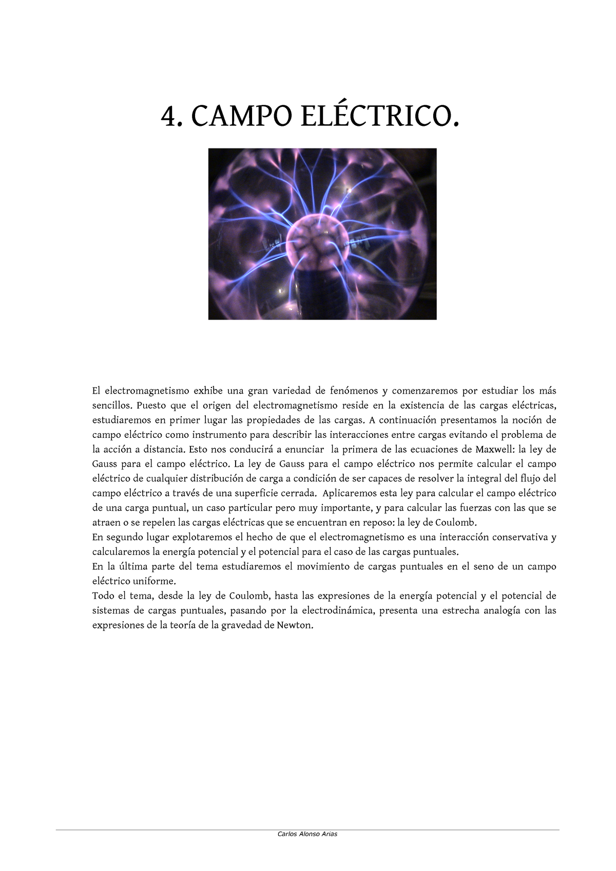 Tema 4. Campo El‚ctrico - 4. CAMPO ELÉCTRICO. El Electromagnetismo ...