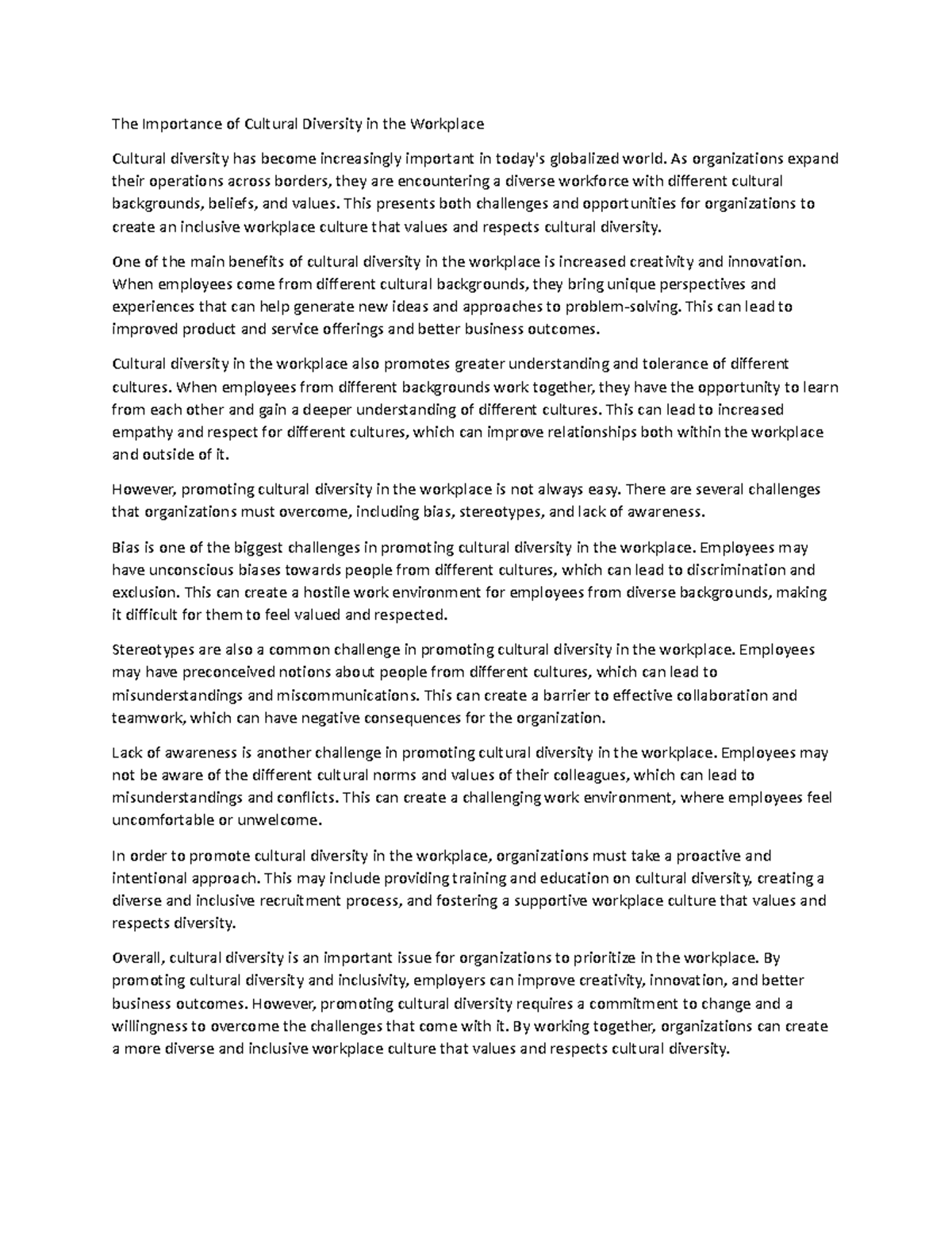 The Importance of Cultural Diversity in the Workplace - As ...
