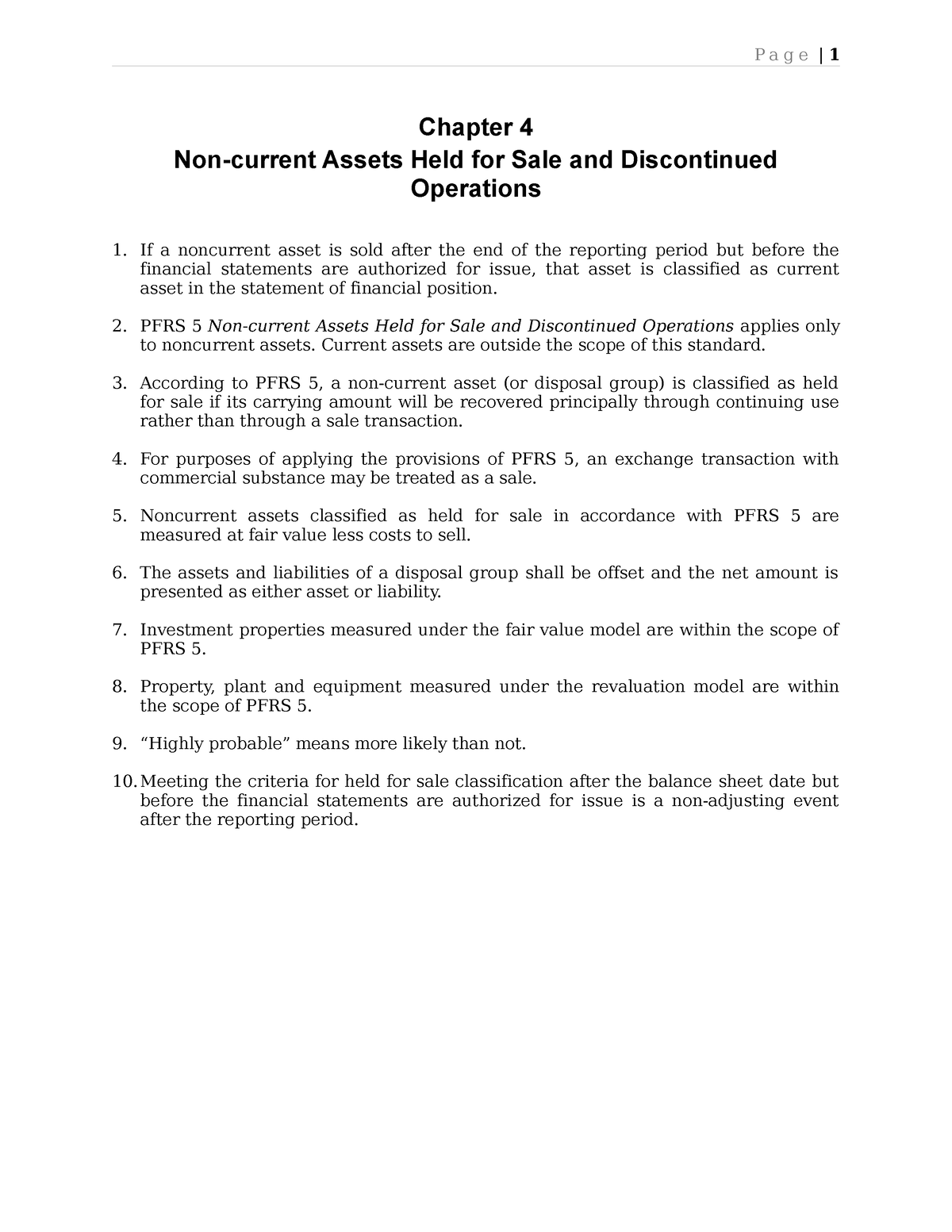 Chapter 4 NCA HELD FOR SALE & Discontinued OPNS - Chapter 4 Non-current ...