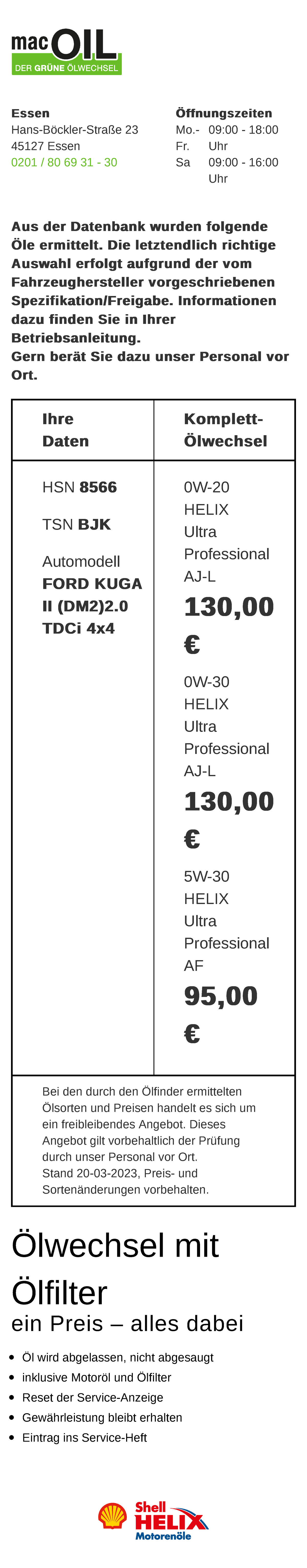 Mac Oil Lwechsel Preislistenull