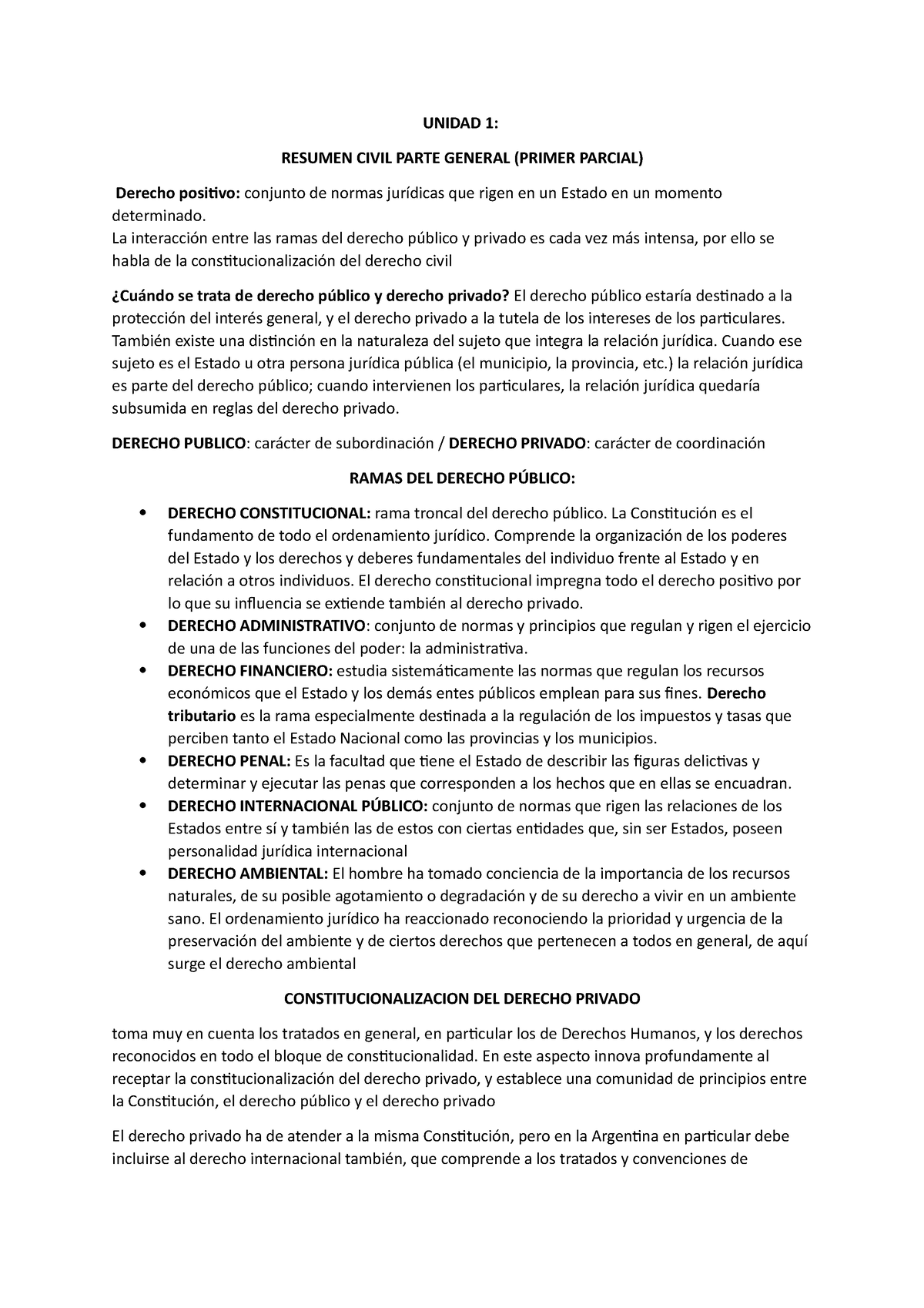 Resumen 1 Parcial Civil Parte GRAL - UNIDAD 1: RESUMEN CIVIL PARTE ...