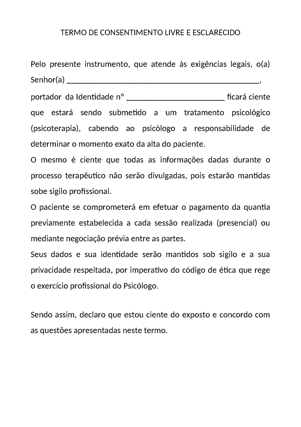 Termo De Consentimento Livre E Esclarecido Termo De Consentimento Livre E Esclarecido Pelo 9842