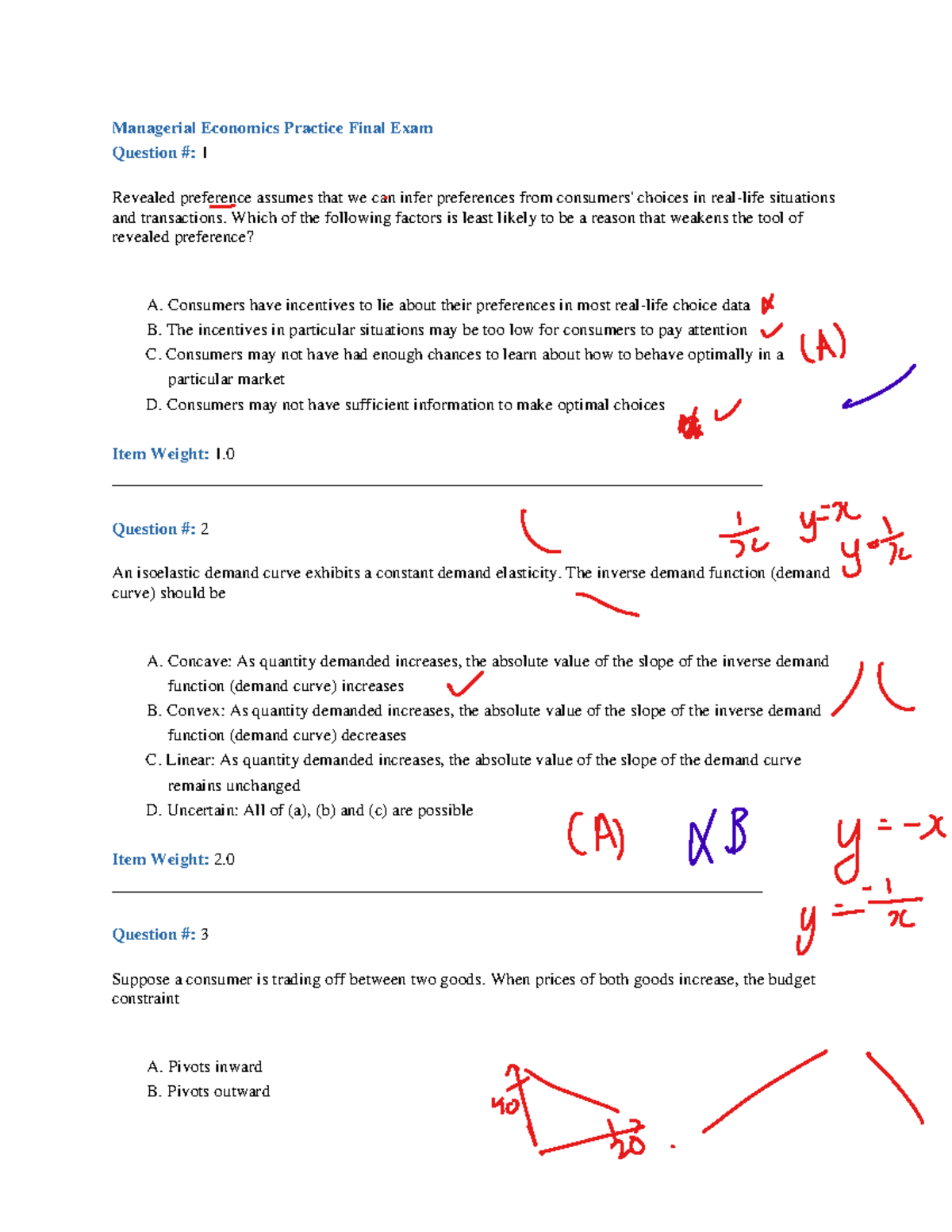 Managerial Economics Practice Final Exam Questions Answers - BSP1703 ...