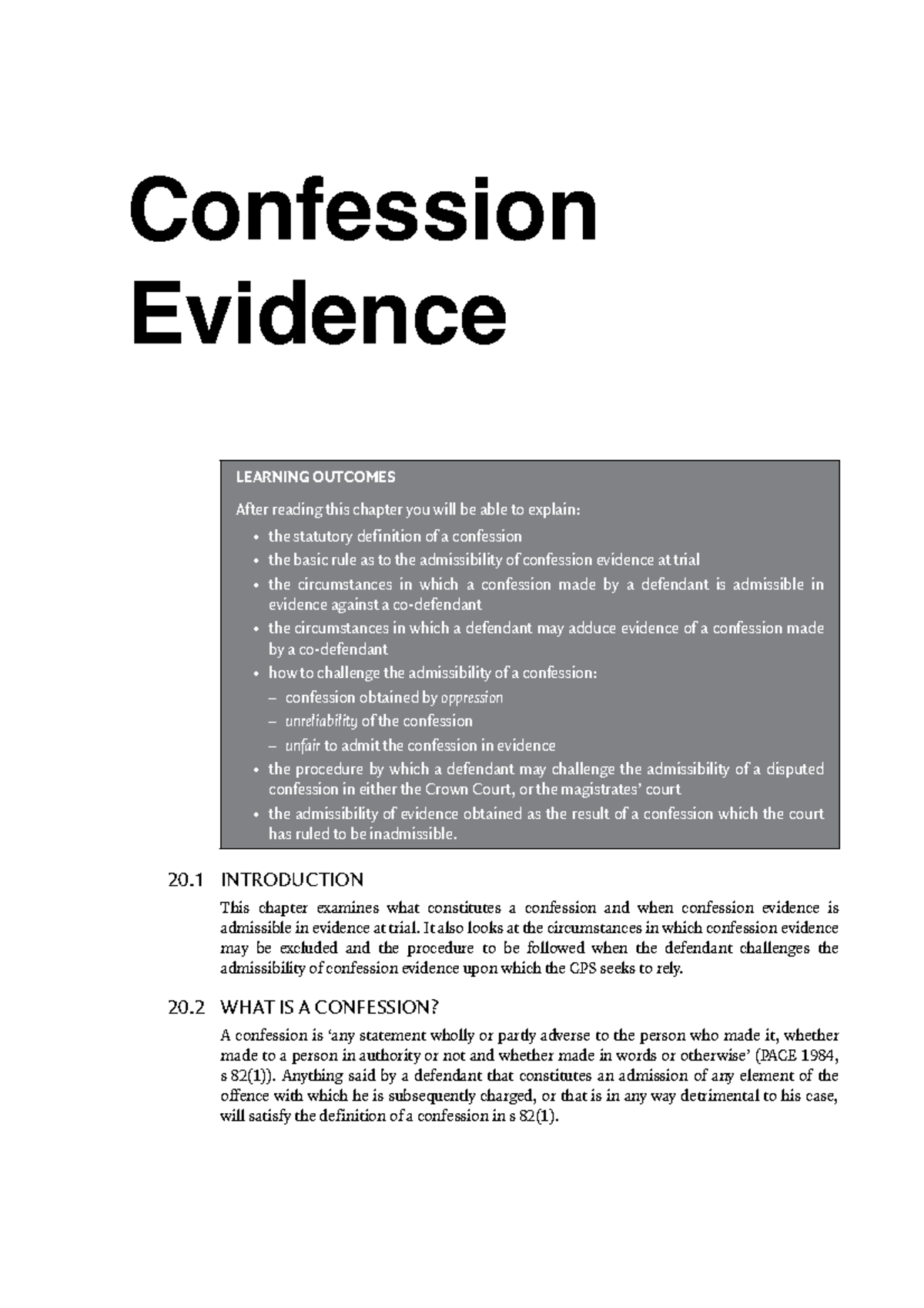 Confession Evidence - Textbook Notes From Criminal Litigation And ...