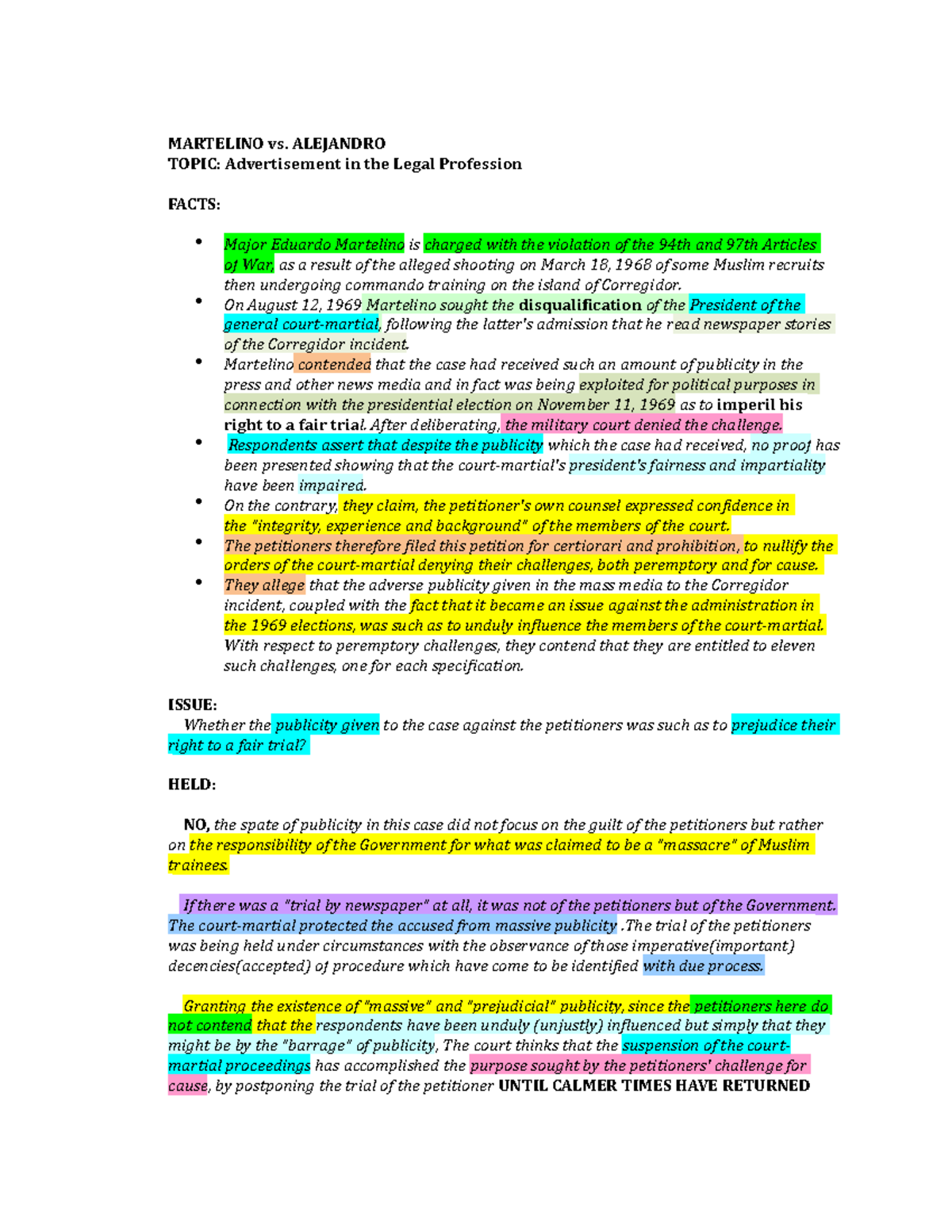 Martelino v. Alejandro - MARTELINO vs. ALEJANDRO TOPIC: Advertisement ...