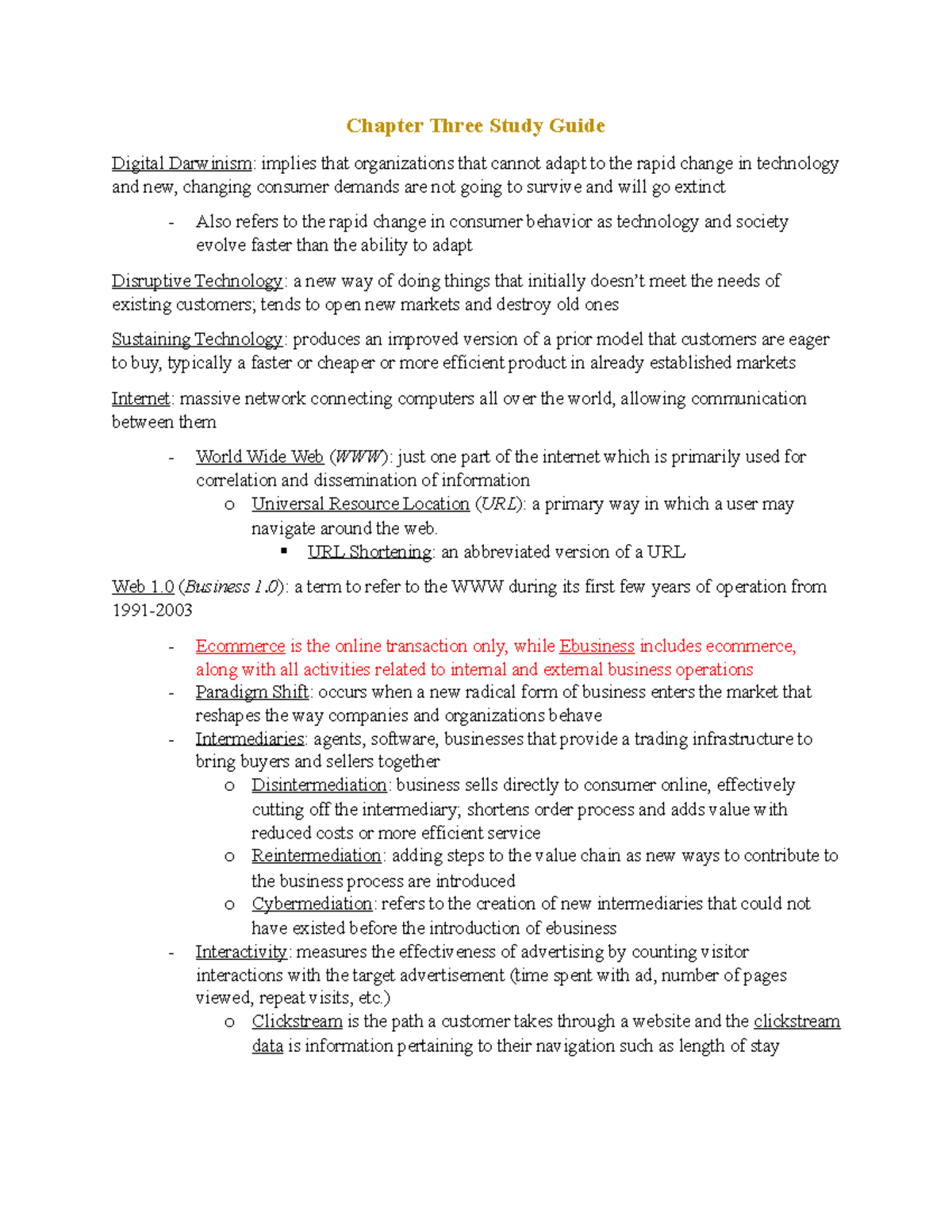 Chapter Three from textbook - Chapter Three Study Guide Digital ...