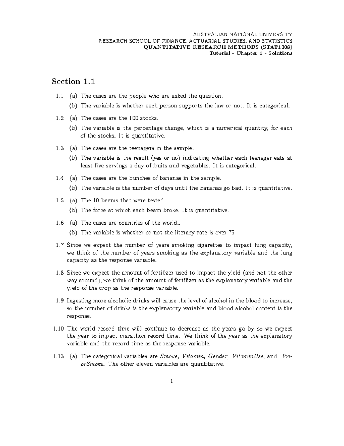 STAT1008 Tutorial Ch1 Solns - RESEARCH SCHOOL OF FINANCE, ACTUARIAL ...