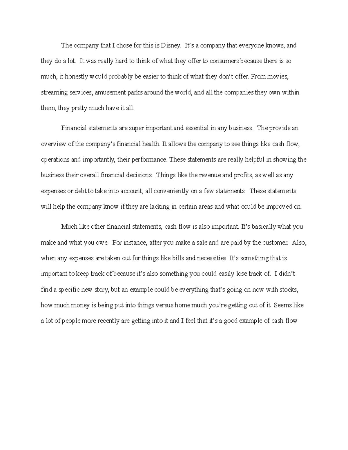 2 2 Journal Financial Statements And Cash Flow Management The Company
