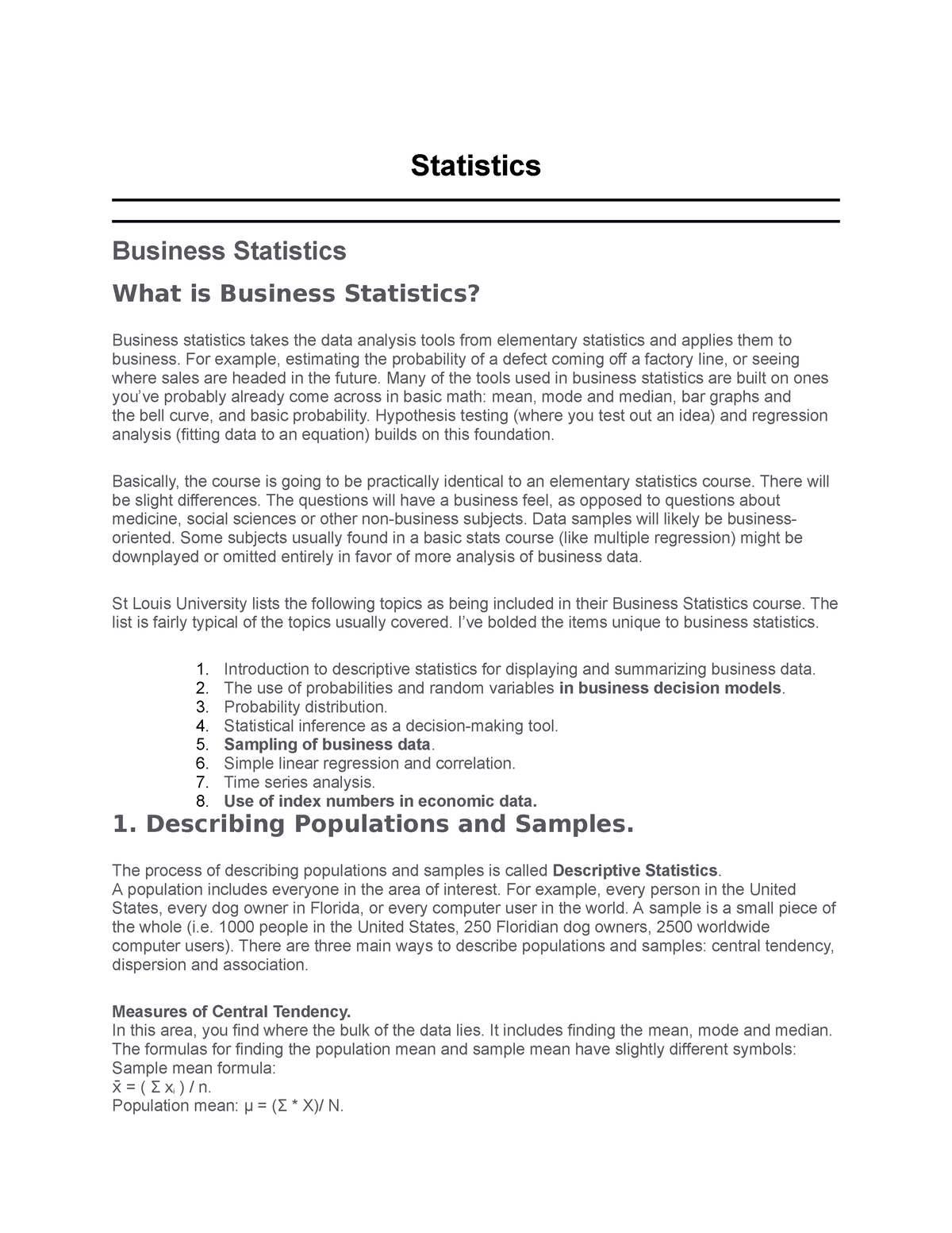 Business Statistics - Statistics Business Statistics What Is Business ...