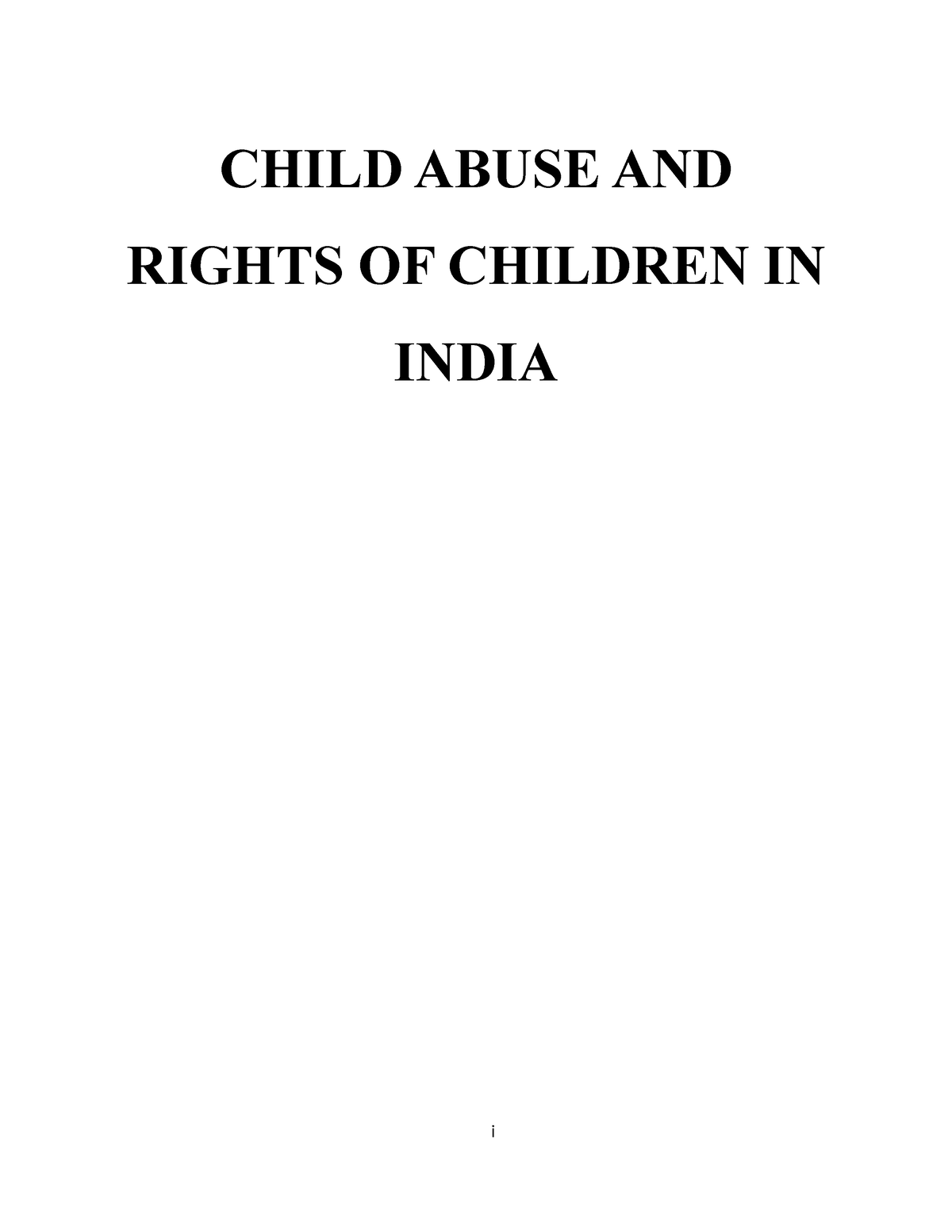 child abuse in india research paper