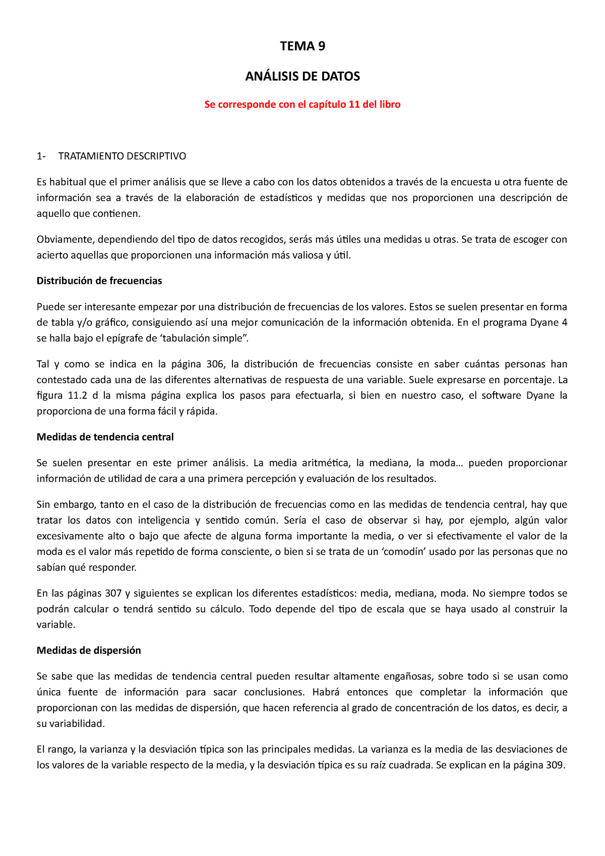 Tema 9- analisis de datos. Resumen análisis de datos - TEMA 9 ANÁLISIS ...