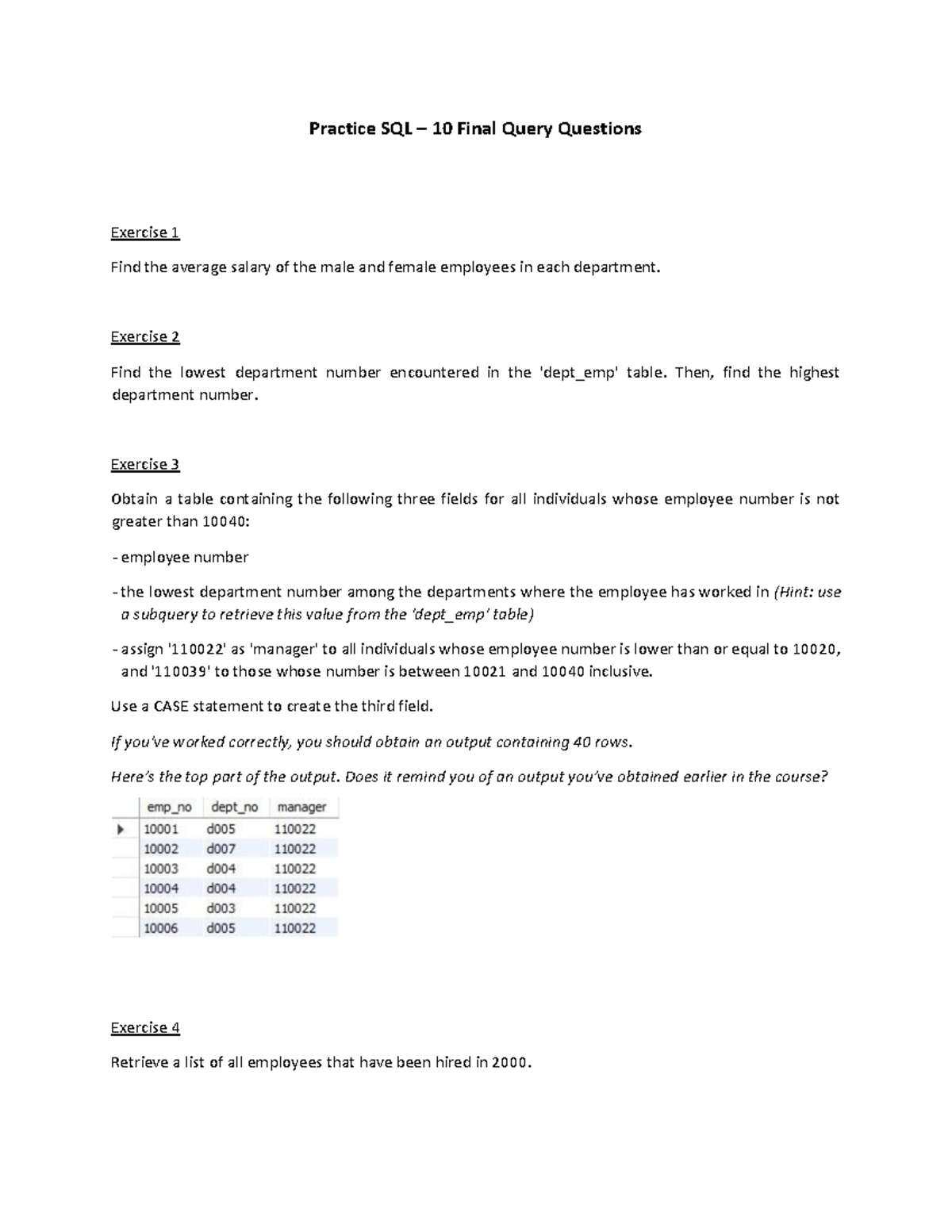 10 Practice SQL Final Query Questions - Practice SQL – 10 Final Query ...