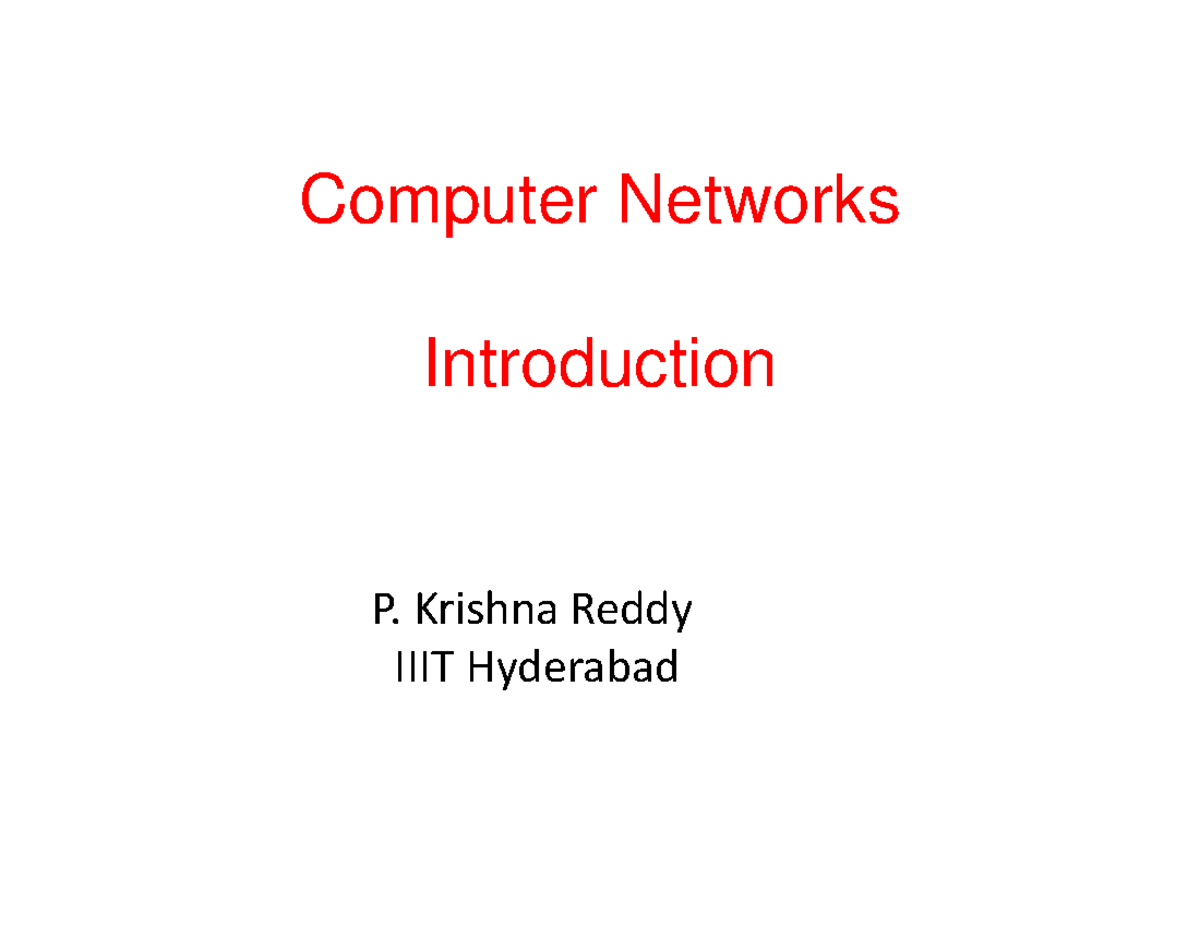 Chapter 1-Introduction NW-2021 - Computer Networks Introduction P ...