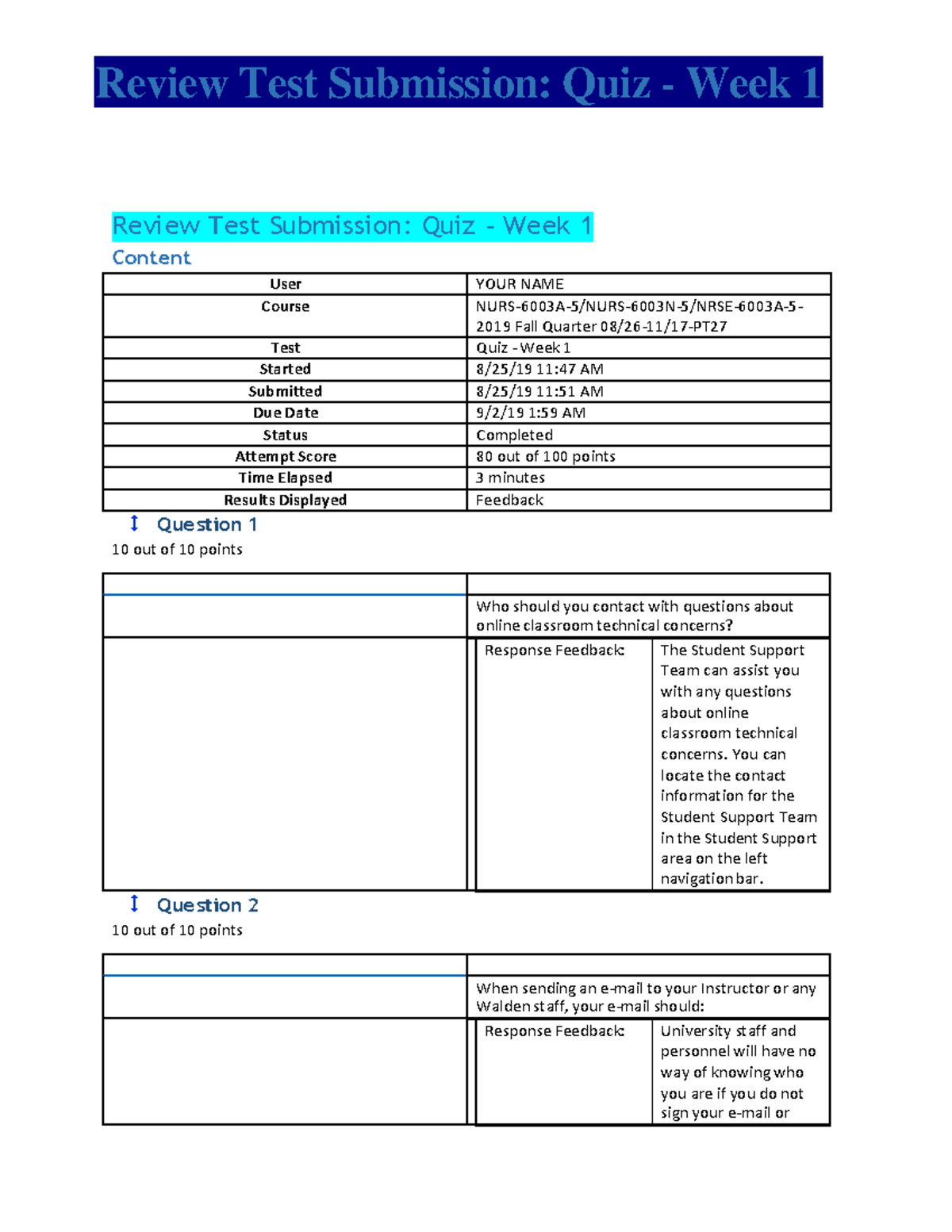 Review Test Submission Quiz AND Ans Week 1 - Review Test Submission ...