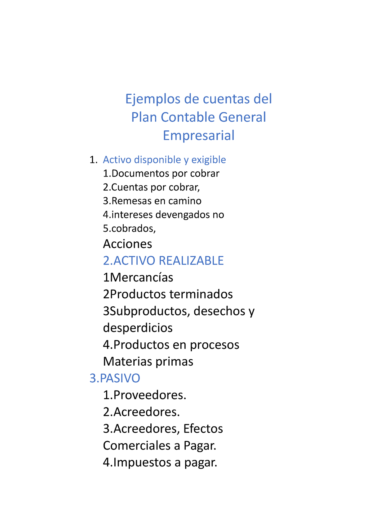 Ejemplos De Cuentas Del Plan Contable General Empresarial Activo Disponible Y Exigible 1 Por 0515