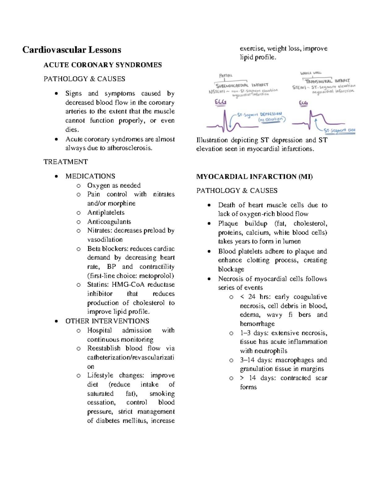 Cardiovascular Lessons - Cardiovascular Lessons ACUTE CORONARY ...