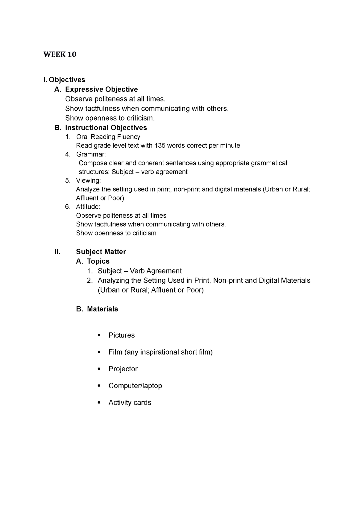 Q1 WEEK 10 D1-D5 - Teacher Guide For English 1 Quarter 1 Week 10 Day 1 ...