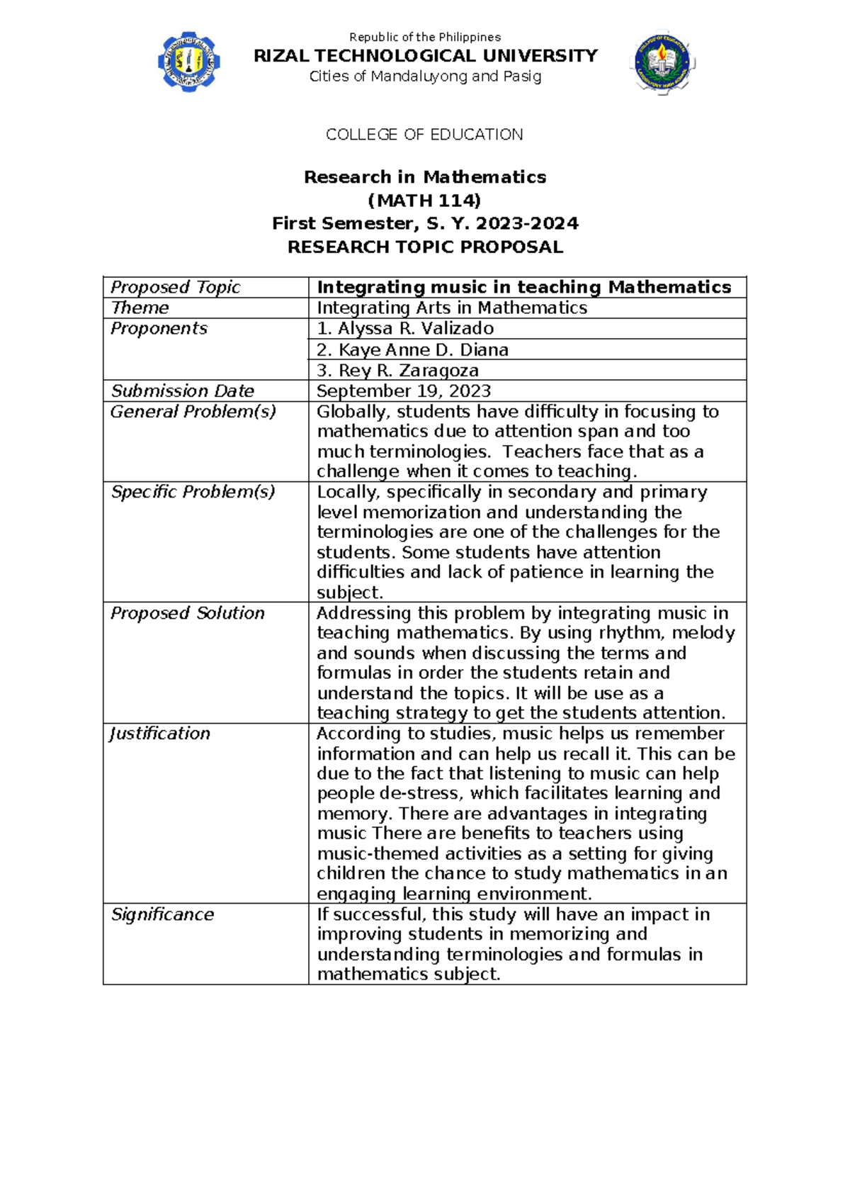 Topic-Proposal-Template - Republic of the Philippines RIZAL ...