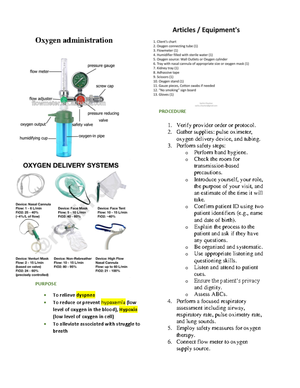 Oxygen administratio 1 - Oxygen administration PURPOSE To relieve ...