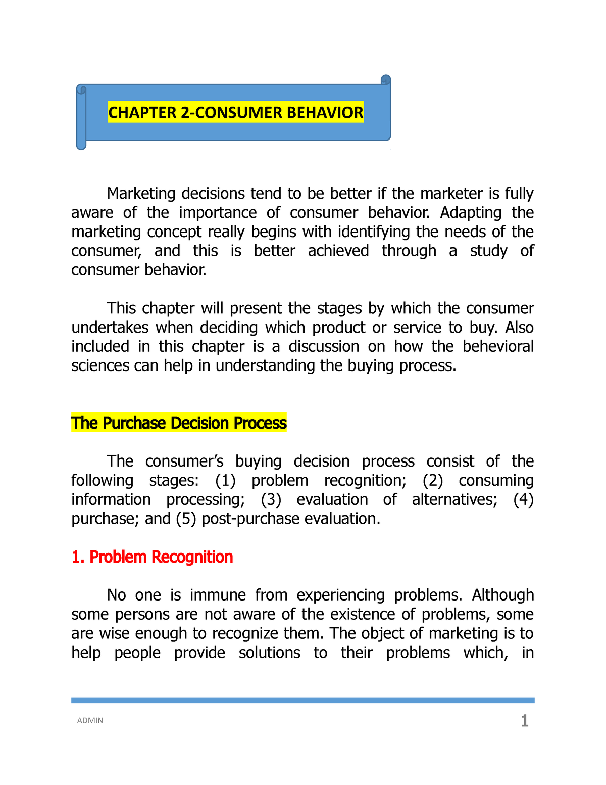 Chapter 2-Consumer Behavior (Business Marketing) - Marketing Decisions ...