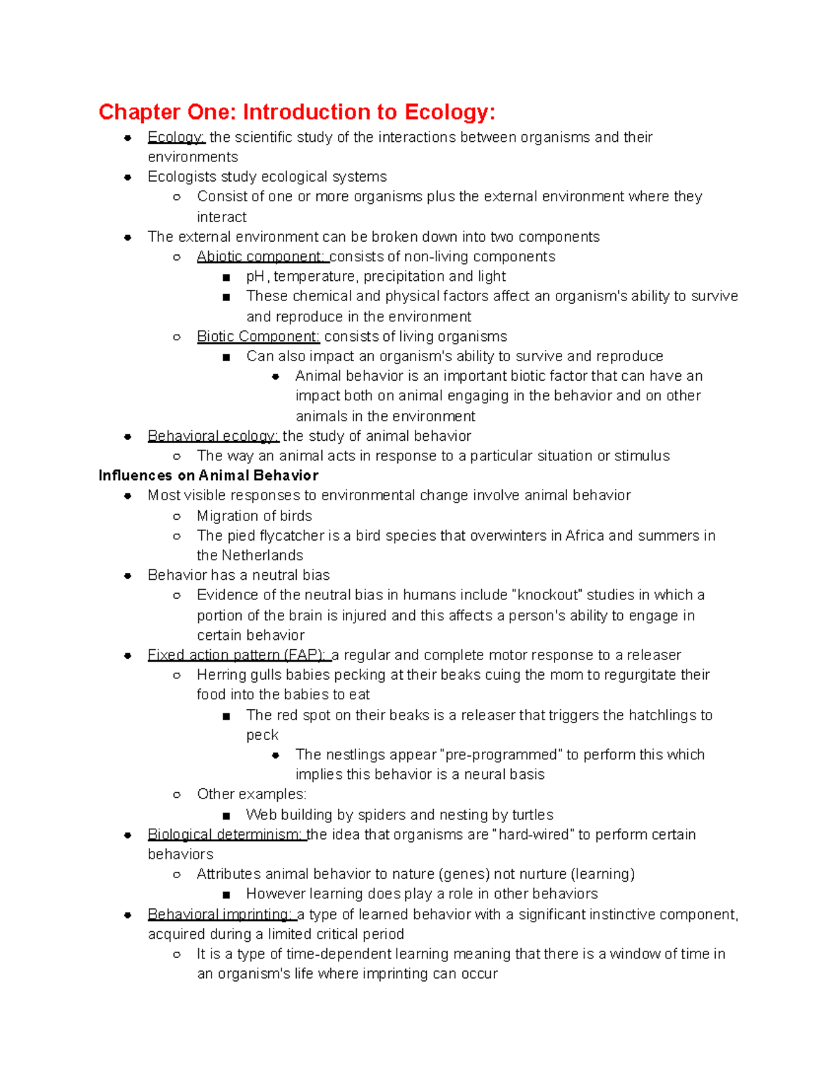 Exam 1 Study Guide - This unit went over ecology and evolution ...