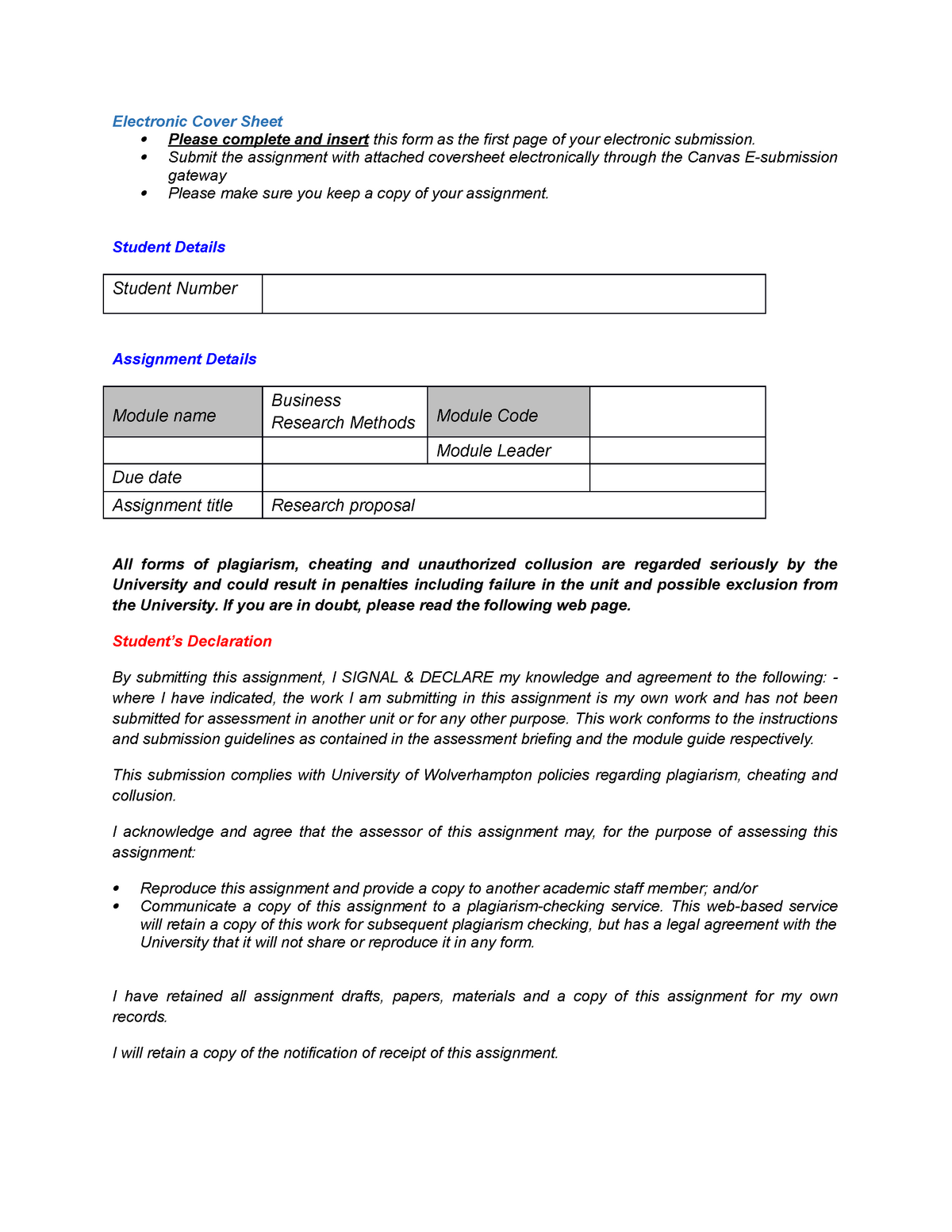 business research methods assignment