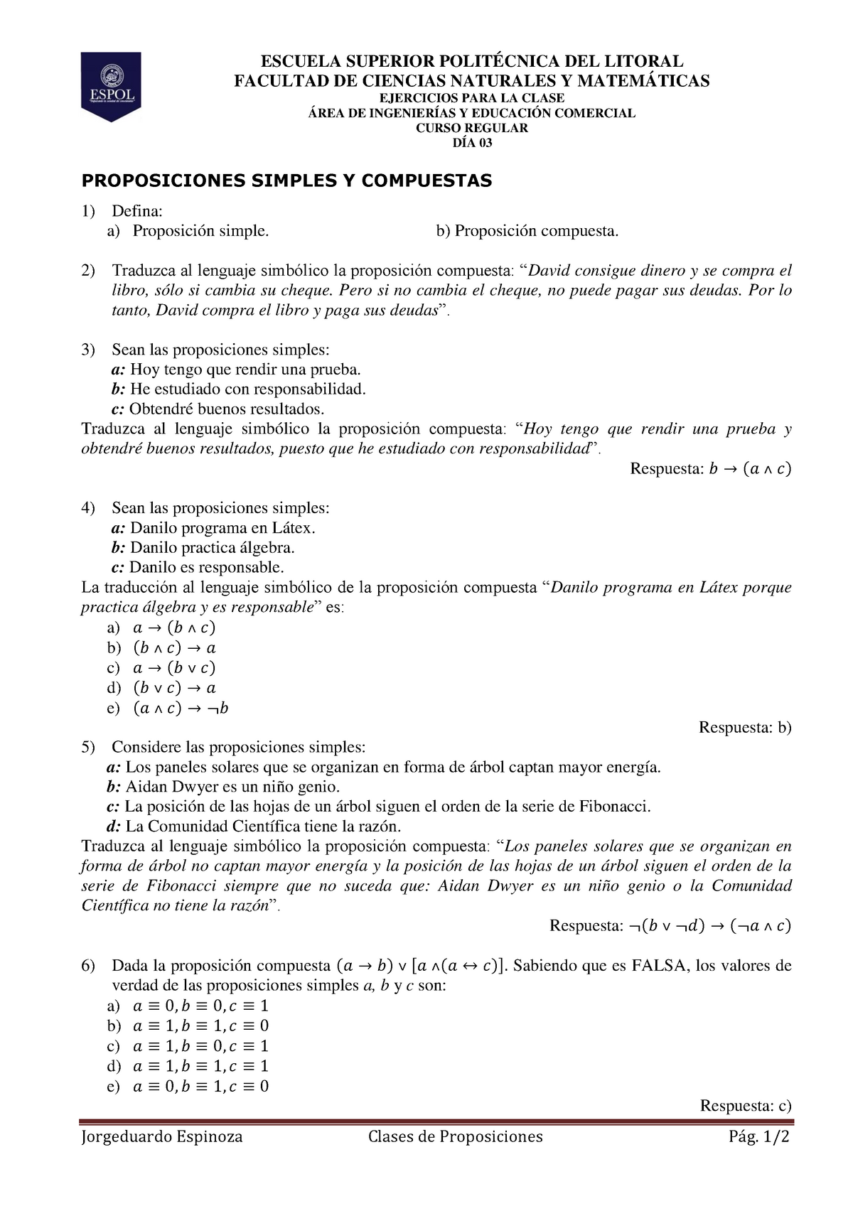 03-Proposiciones Simples Y Compuestas - Día 03-1 - Jorgeduardo Espinoza ...