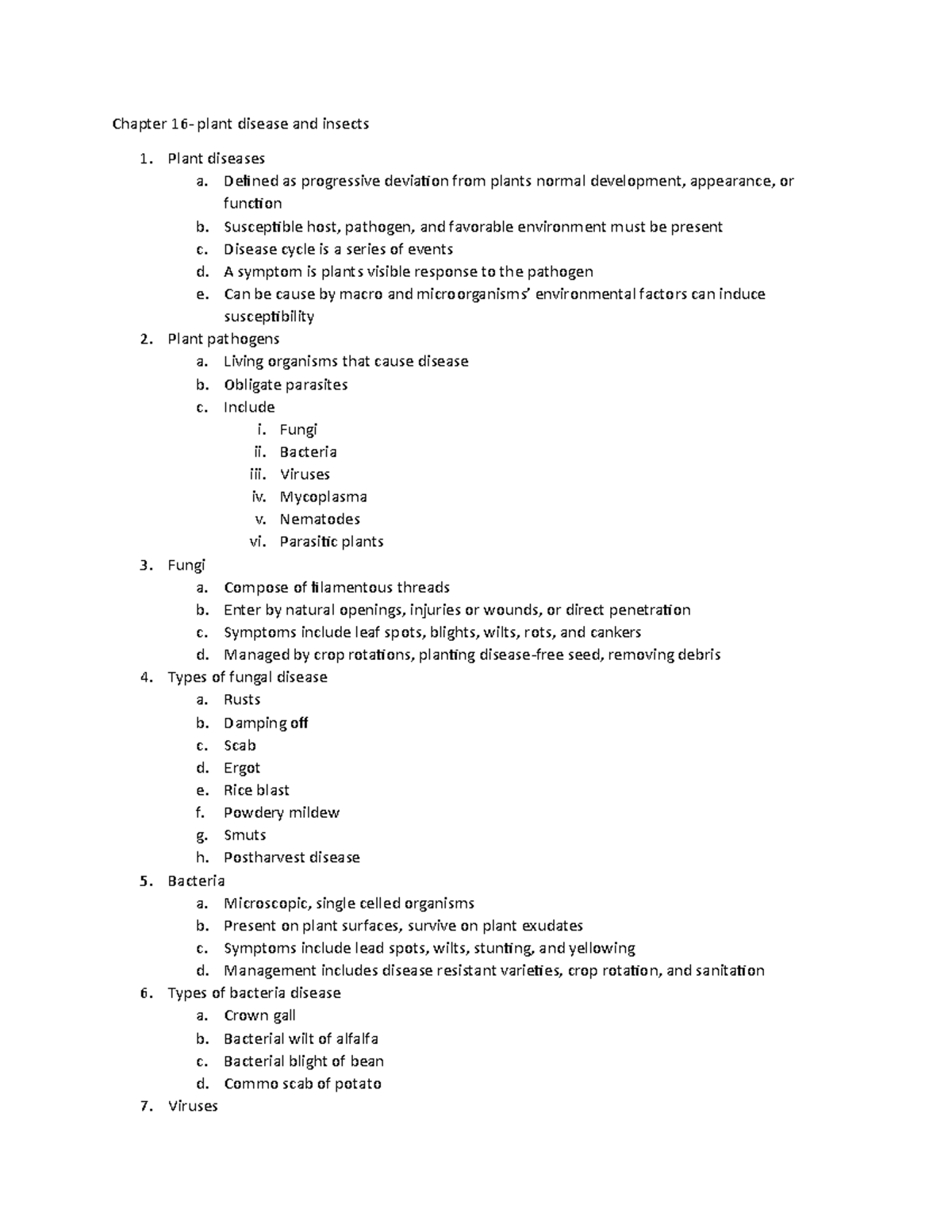 Chapter 16 Professor Turnipseed Chapter 16 plant disease and