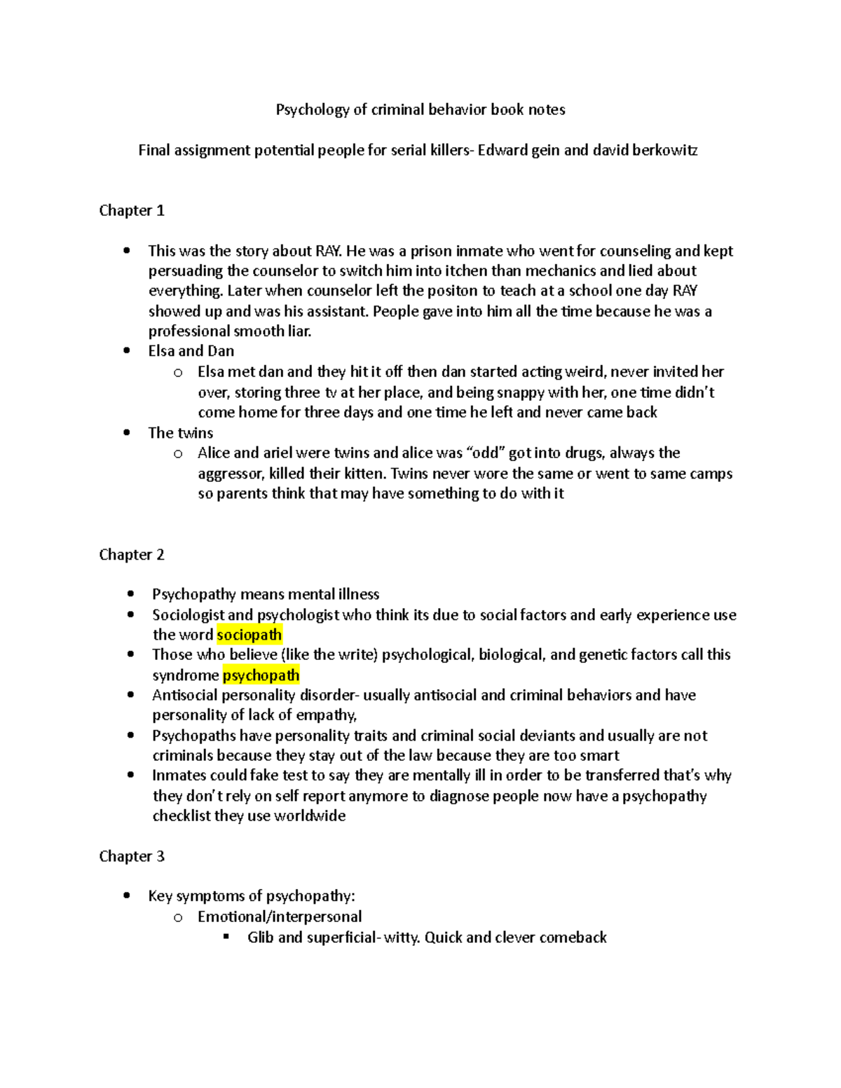 Psych of crim notesssss - Psychology of criminal behavior book notes ...