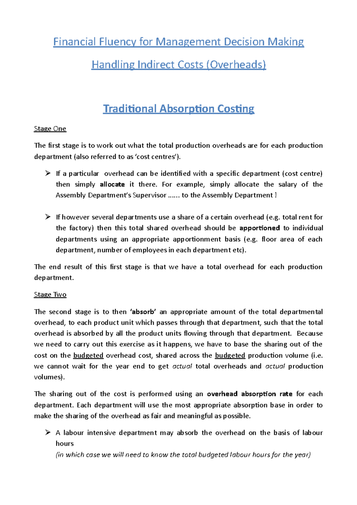 Handling Overheads - Financial Fluency for Management Decision Making ...