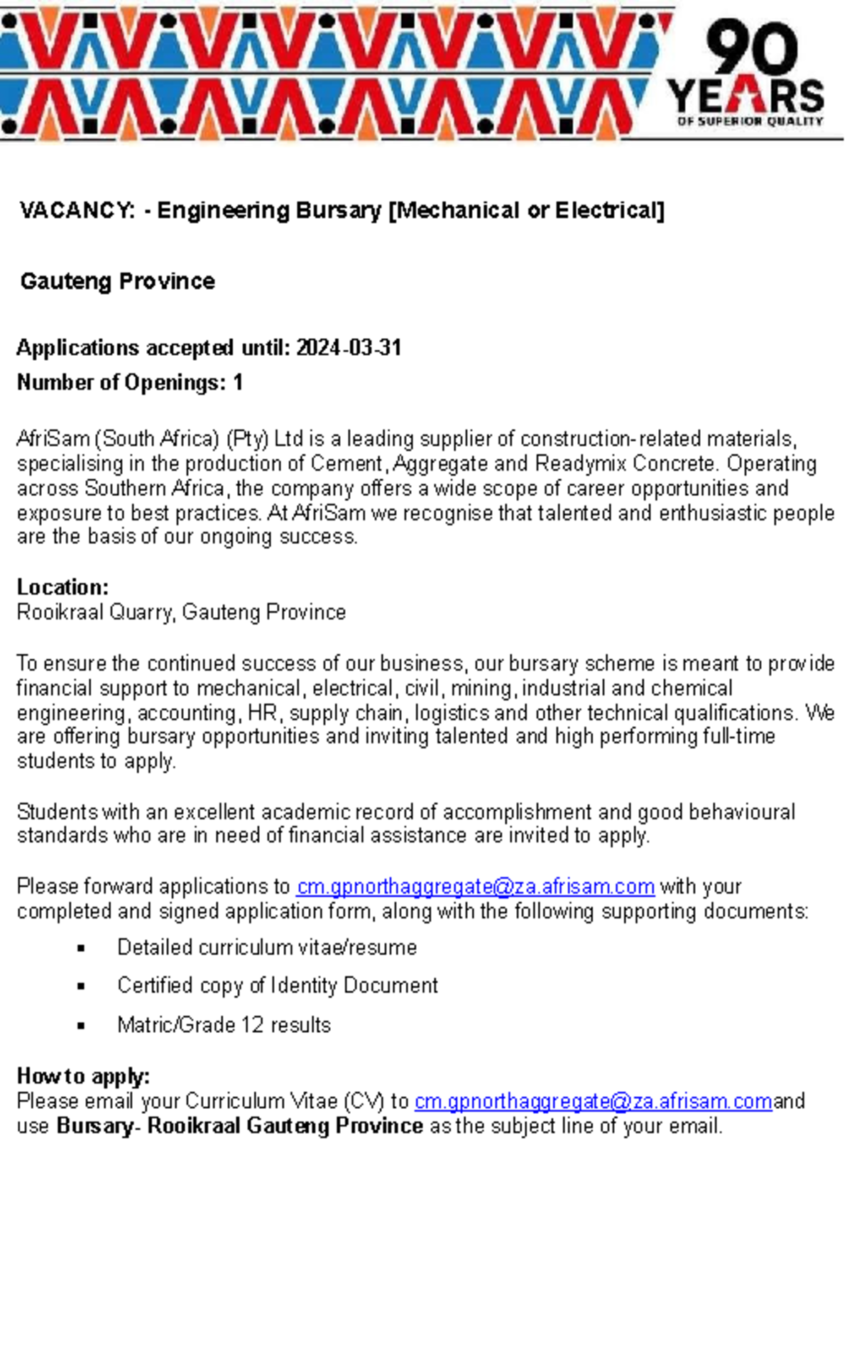 Document (16) - VACANCY: - Engineering Bursary [Mechanical or ...