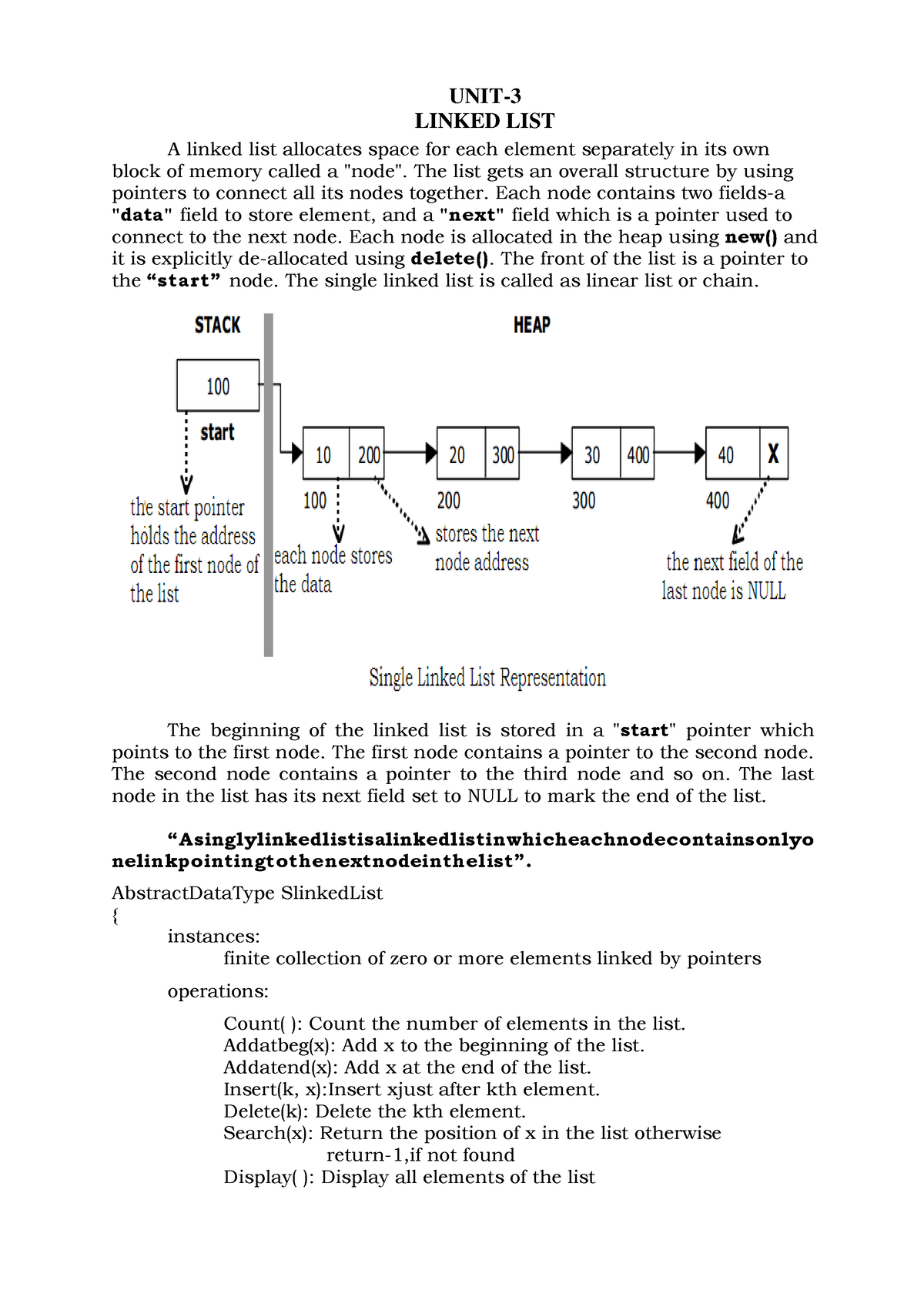 Unit 3 Data Structures And Algorithms Lecture Note Unit Linked List A Linked List Allocates 3108