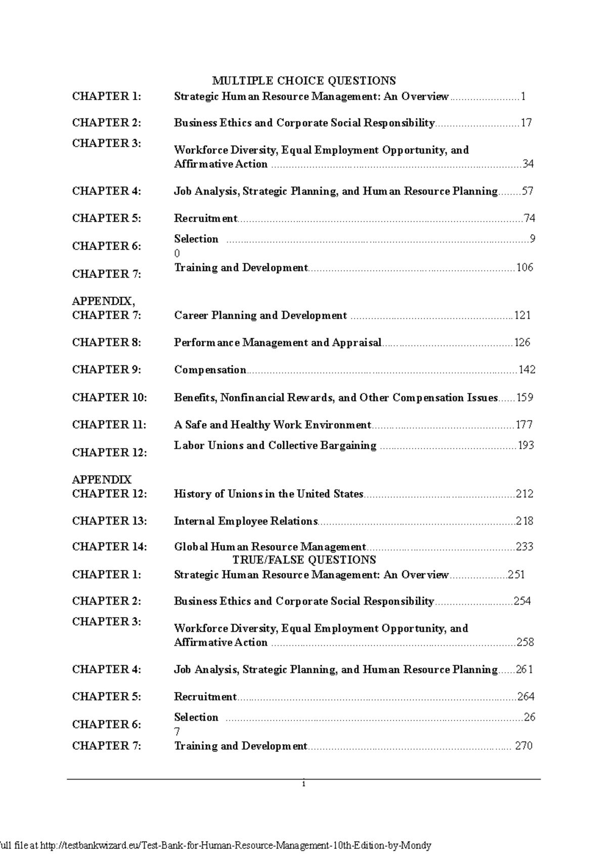 Test Bank For Human Resource Management 10th Edition By Mondy 1 ...