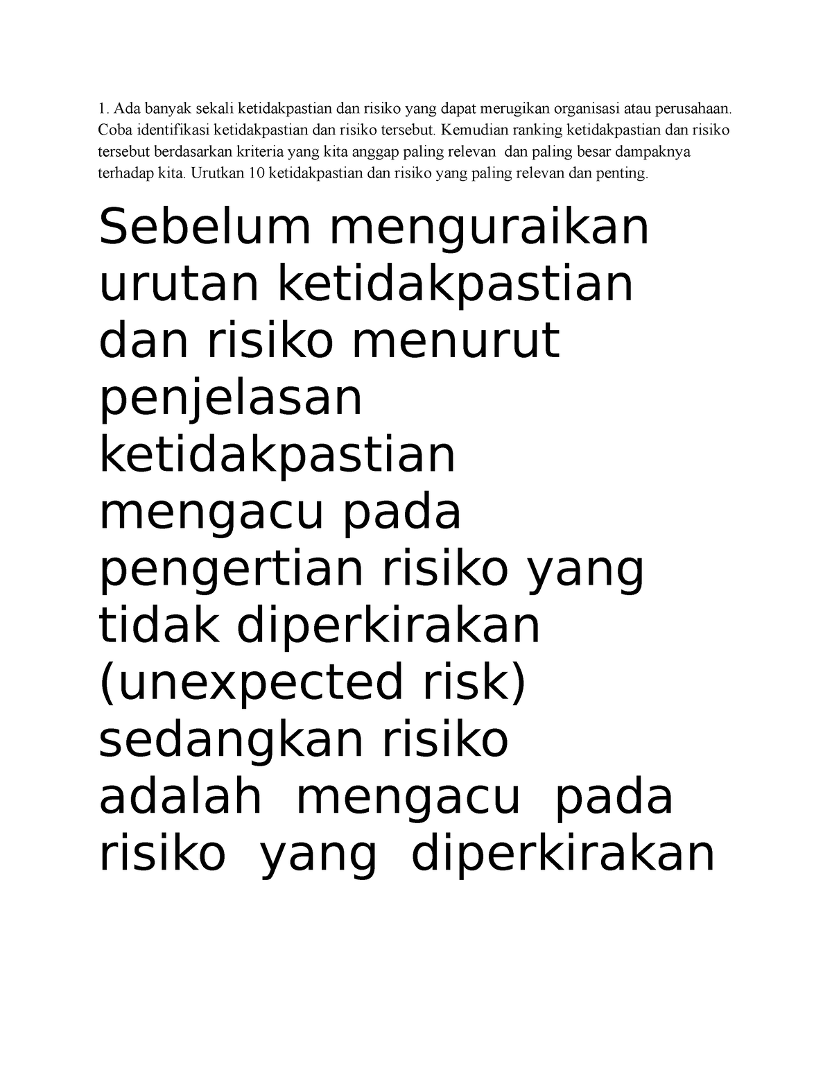 Tugas 1 ADBI4211 Manajemen Risiko Dan Asuransi - 1. Ada Banyak Sekali ...