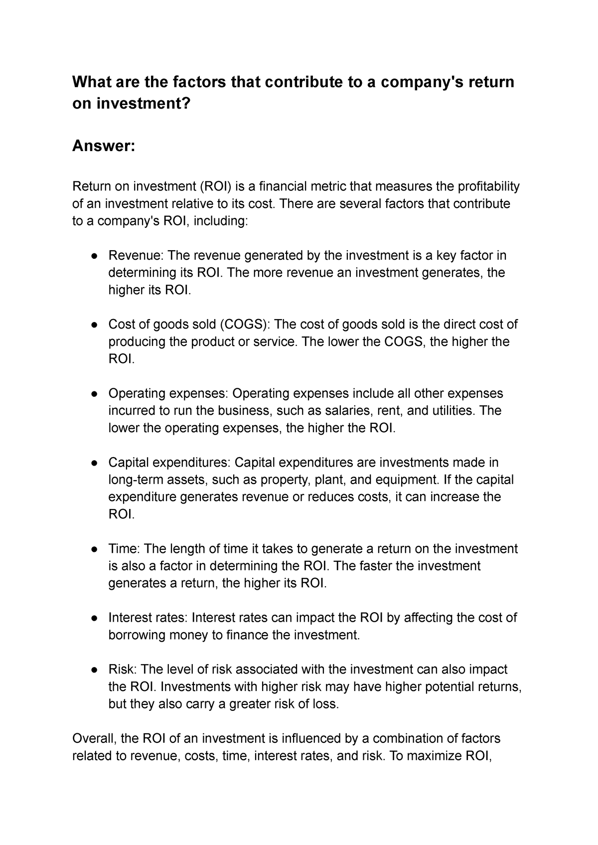 what-are-the-factors-that-contribute-to-a-company-s-return-on