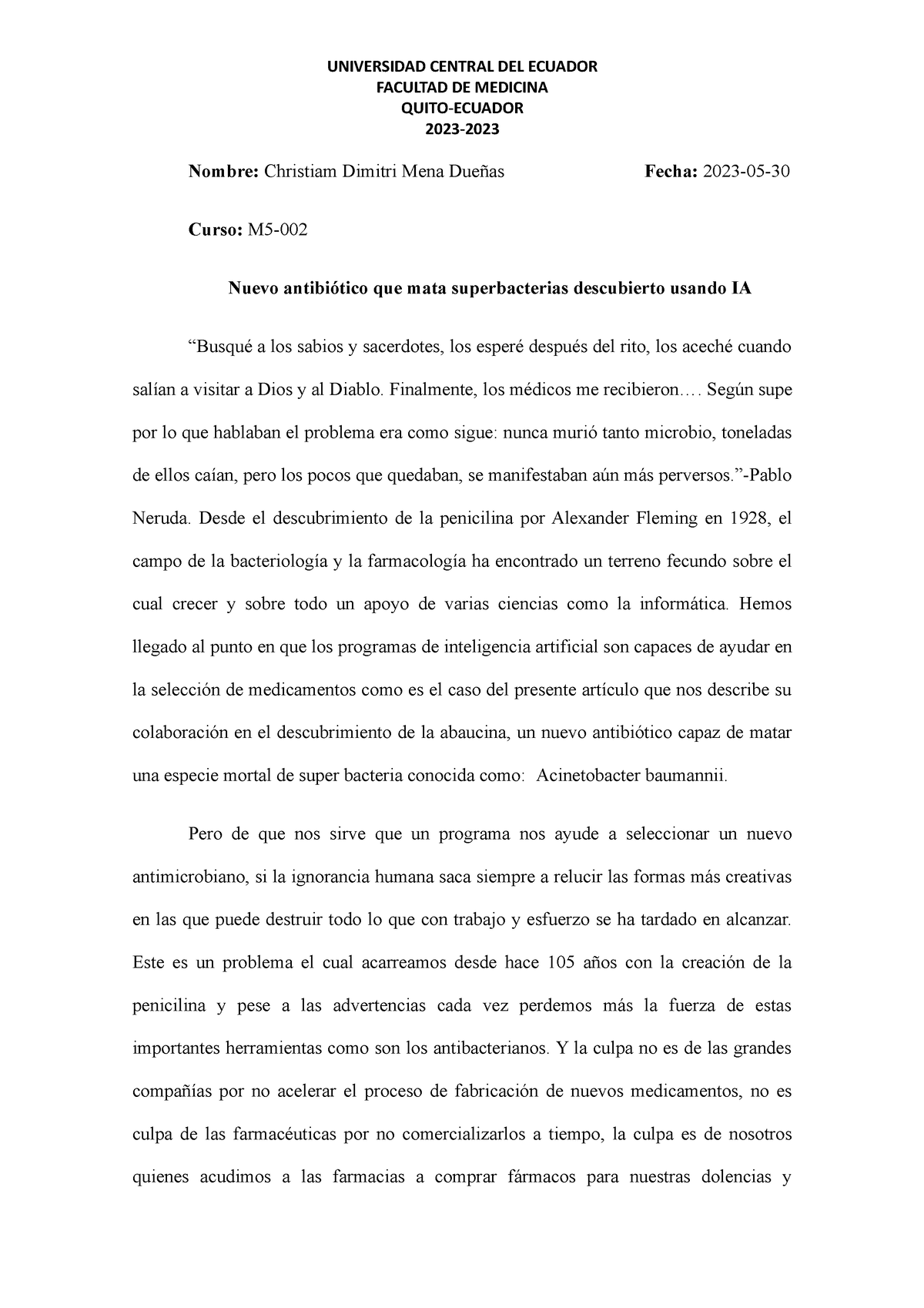 5. Ensayo Resistencia Bacteriana - UNIVERSIDAD CENTRAL DEL ECUADOR ...