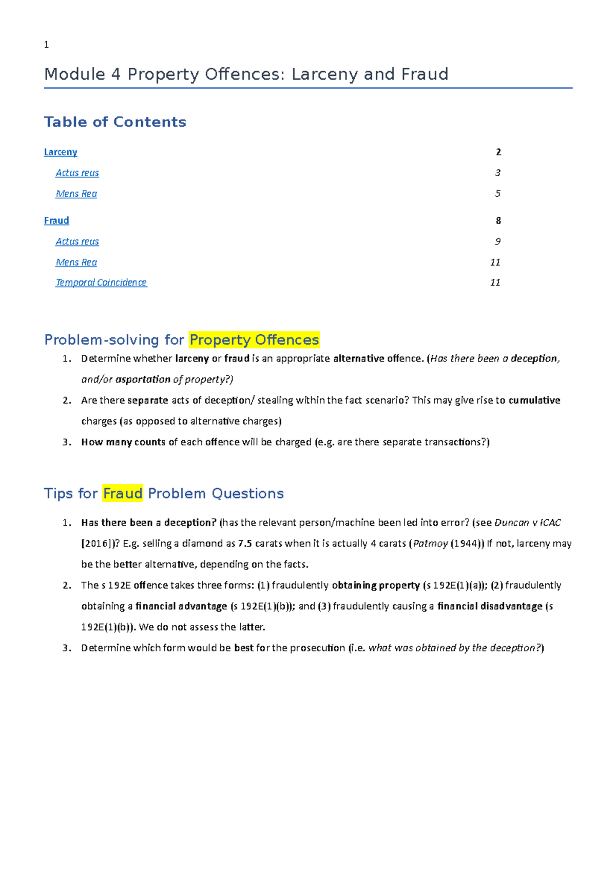 Module 4 Property Offences - Module 4 Property Offences: Larceny and ...