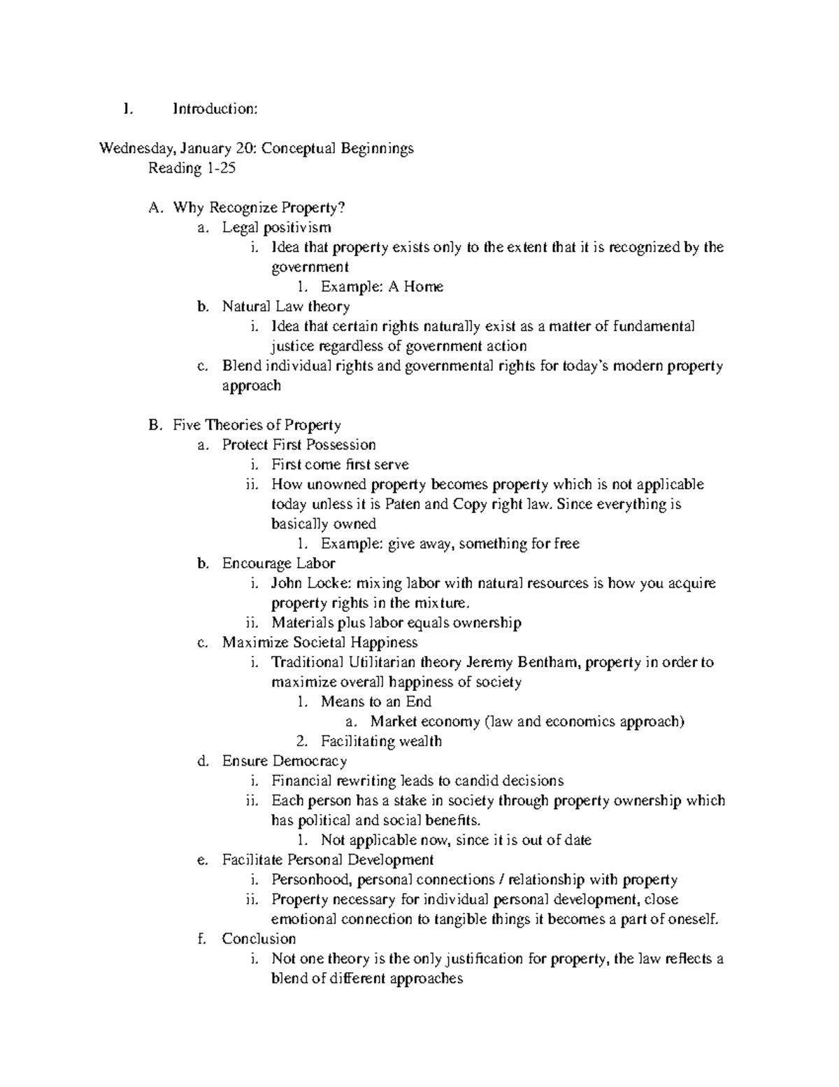 Property Outline for 1L Doctrinal Study Source - I. Introduction ...