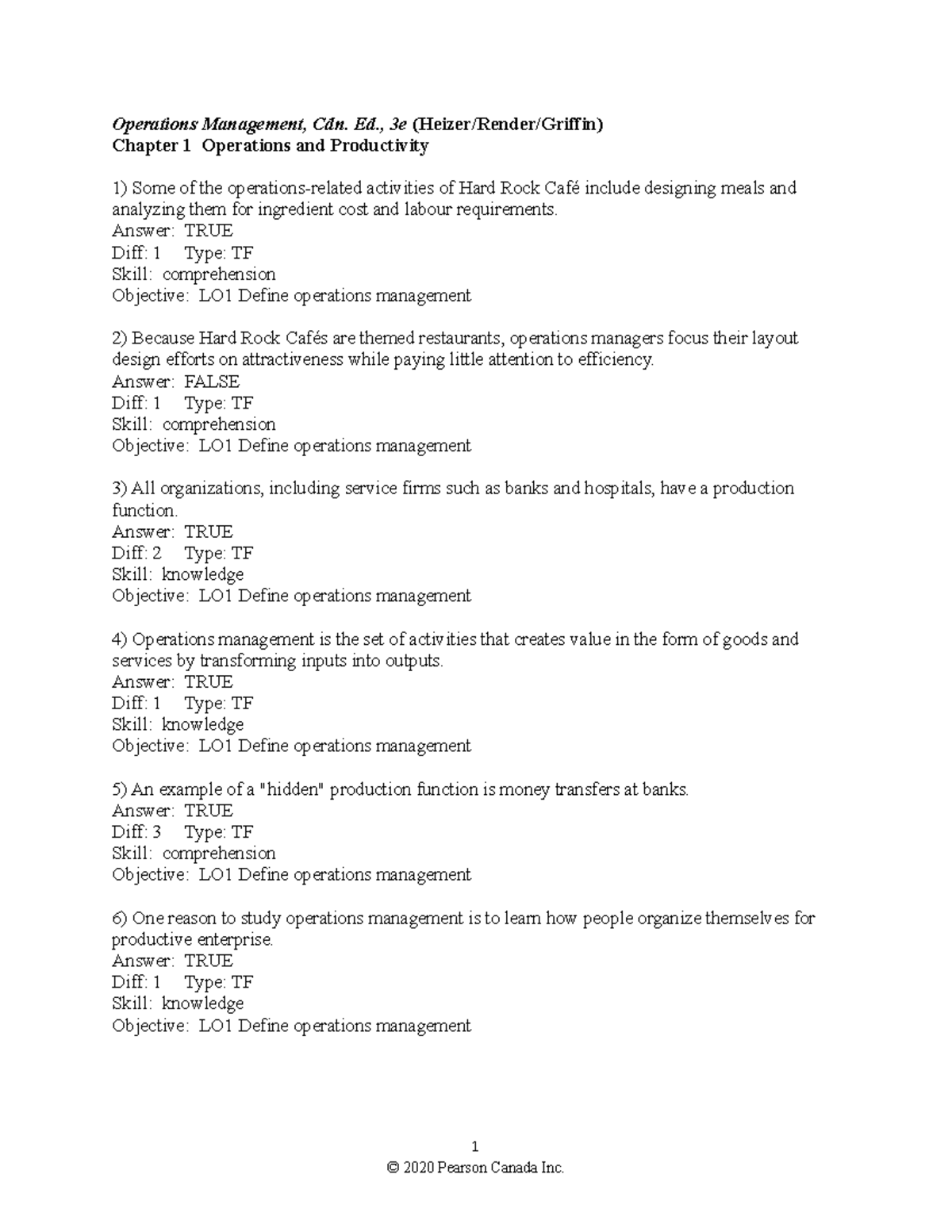 Chapter-1-1 - Operations Management, Cdn. Ed., 3e (Heizer/Render ...