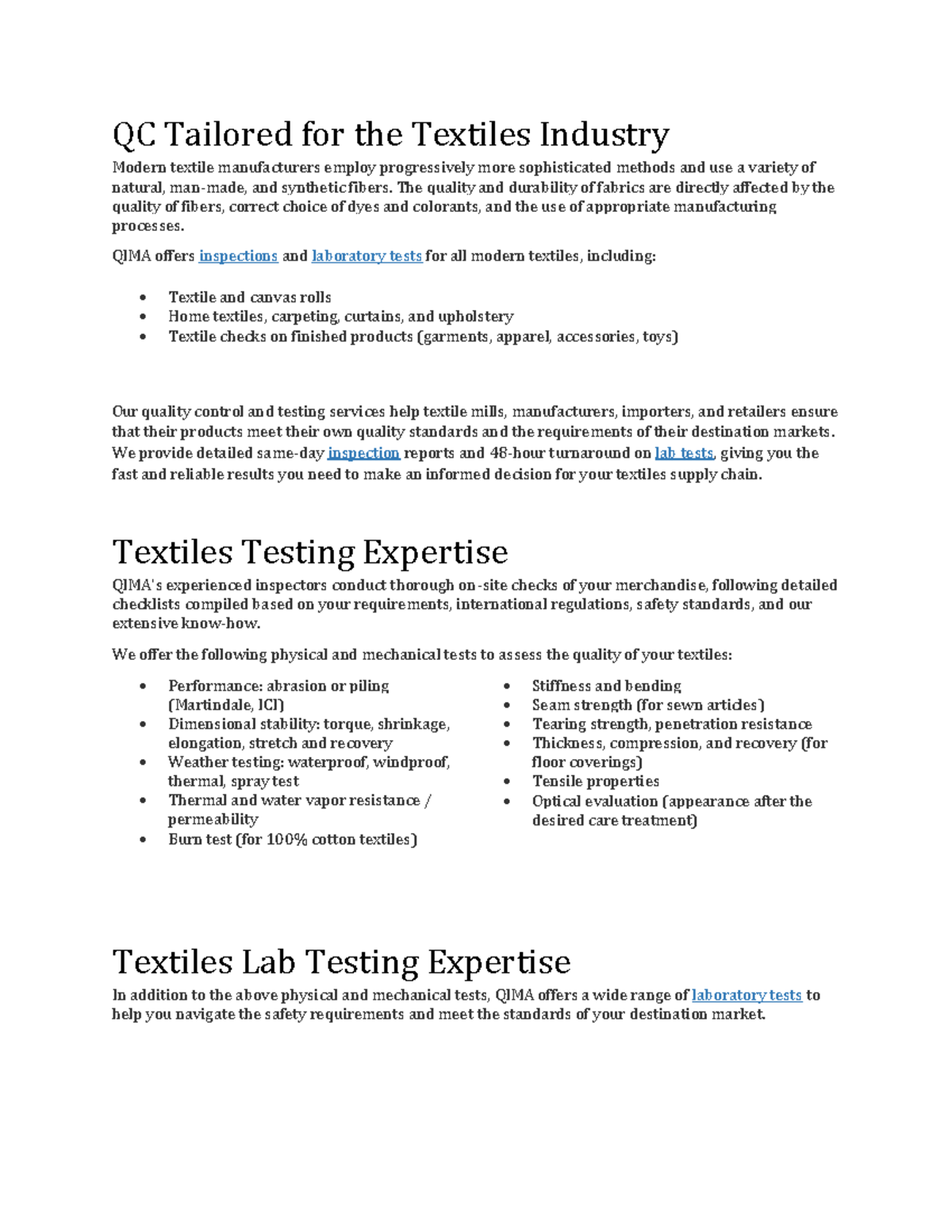Textile Testing And Quality Control QC Tailored for the Textiles