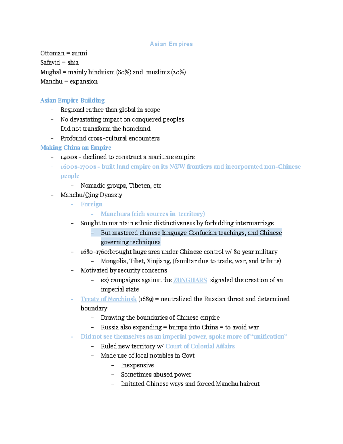 4 Asian Empires Asian Empires Ottoman = sunni Safavid = shia Mughal