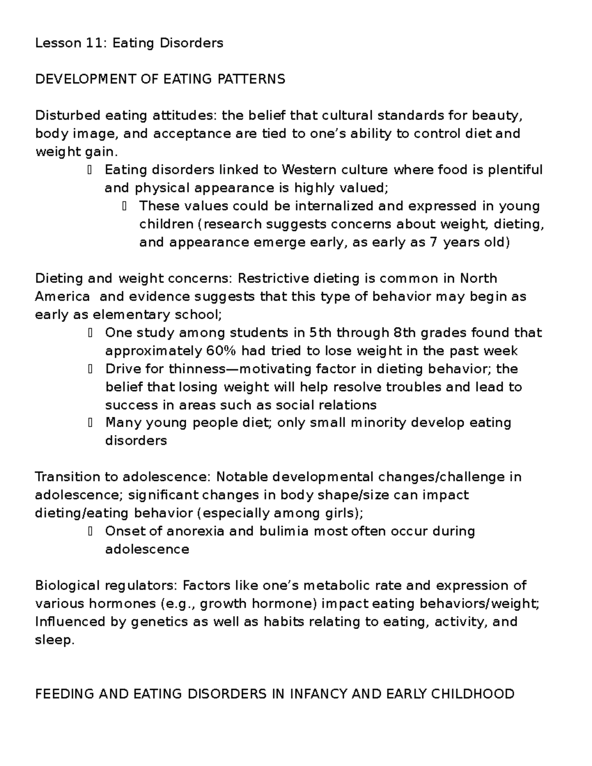 Lesson 11 Eating Disorders PSYCH 476 - Lesson 11: Eating Disorders ...